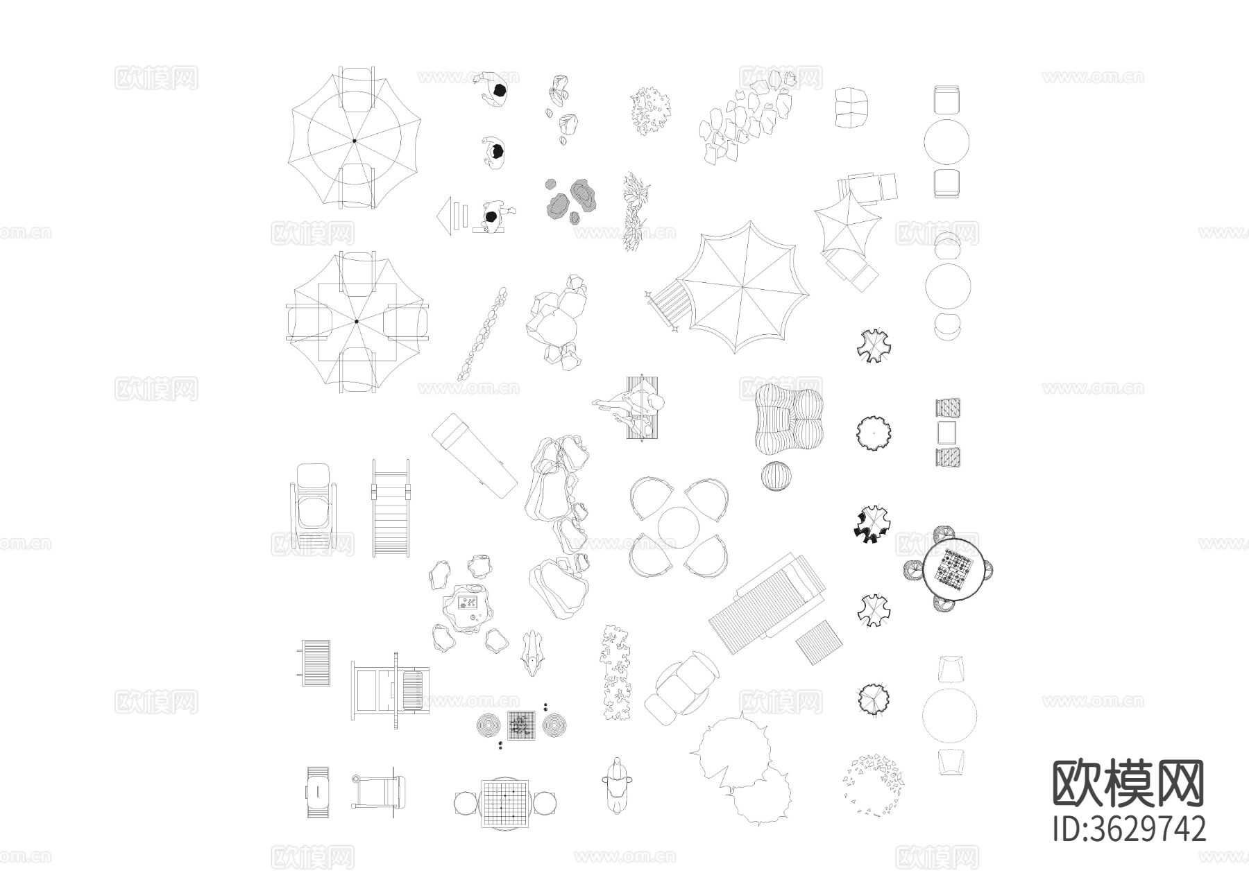 户外图块cad图库下载