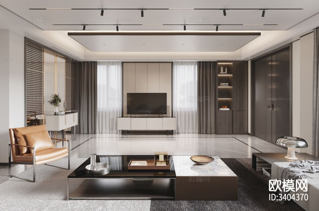 现代客厅 电视背景墙效果图下载（渲染图7）