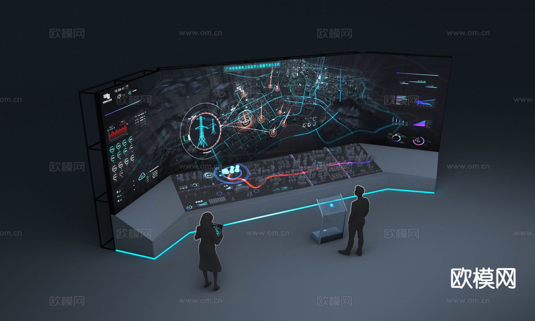 数字沙盘互动大屏 数据可视化3d模型