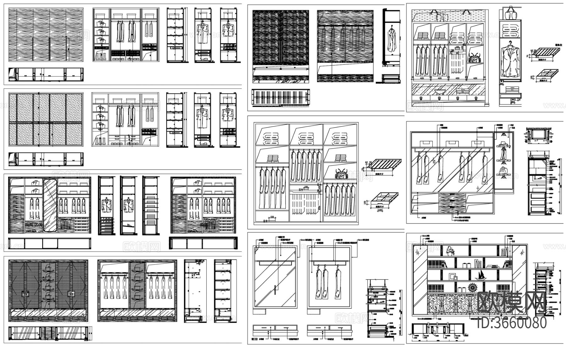 衣柜设计 衣帽柜cad图库下载（渲染图1）