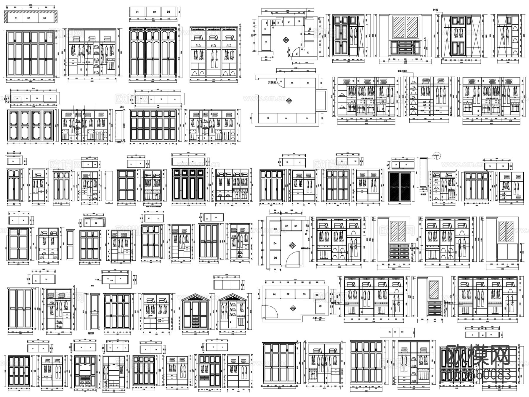 衣柜设计 衣帽柜cad图库下载（渲染图1）