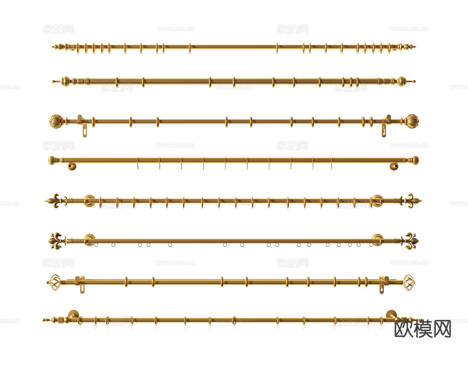 欧式窗帘杆 罗马杆 滑竿3d模型