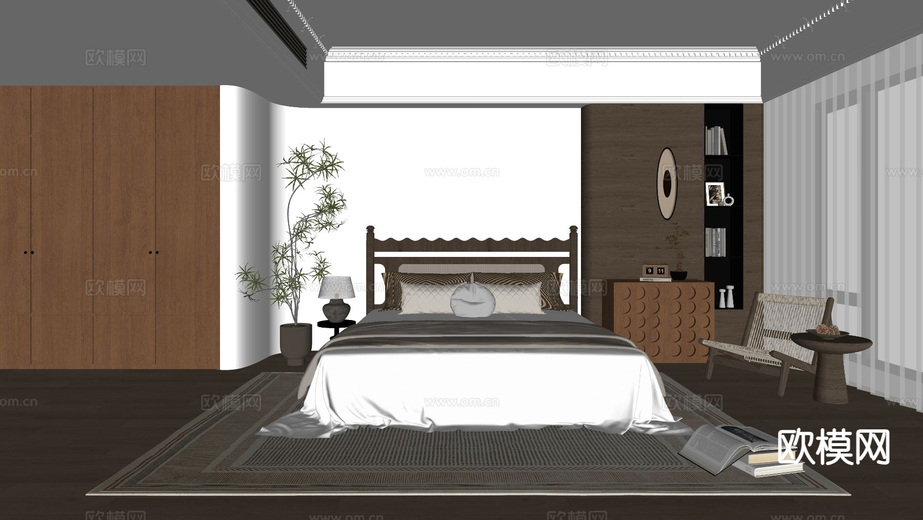 侘寂卧室 主卧su模型下载（渲染图1）