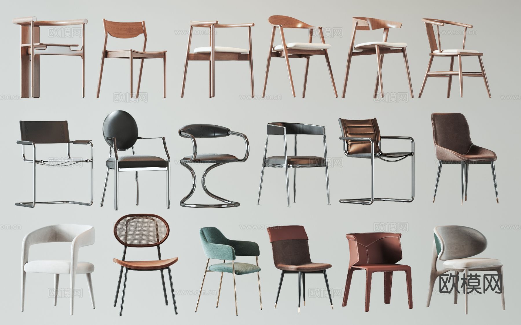 现代单椅 餐椅su模型下载（渲染图2）