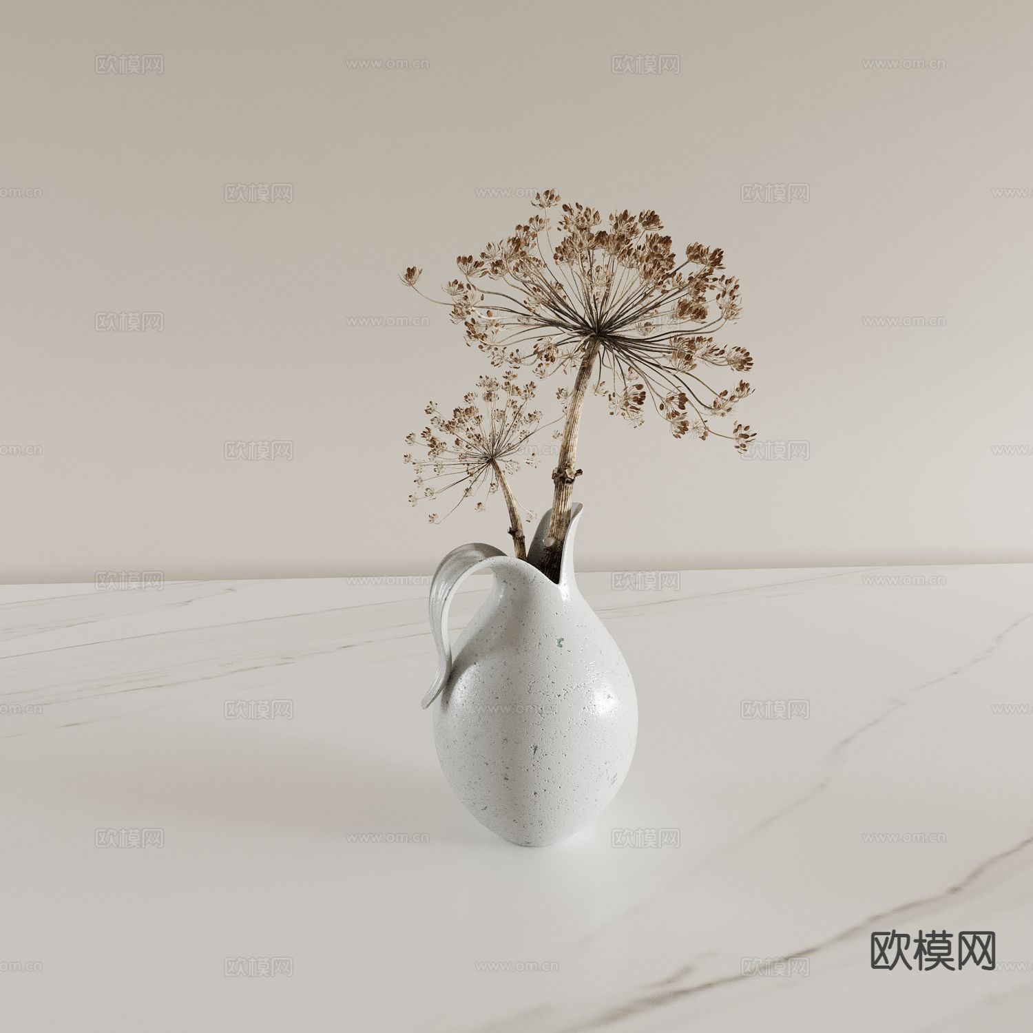 侘寂花瓶 花艺 花卉 干花3d模型