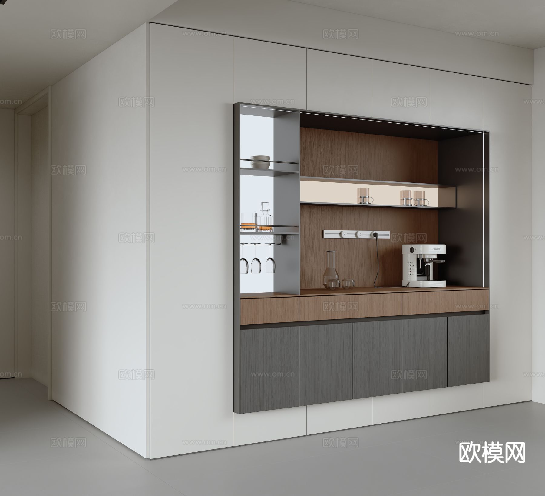 极简餐边柜3d模型下载