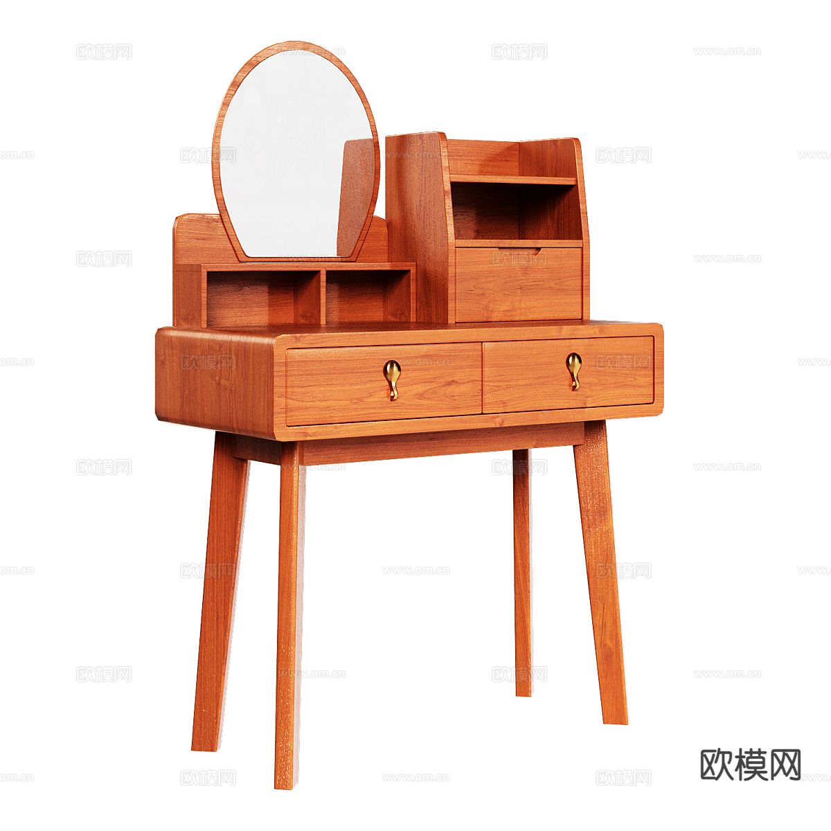 原木风梳妆台3d模型下载