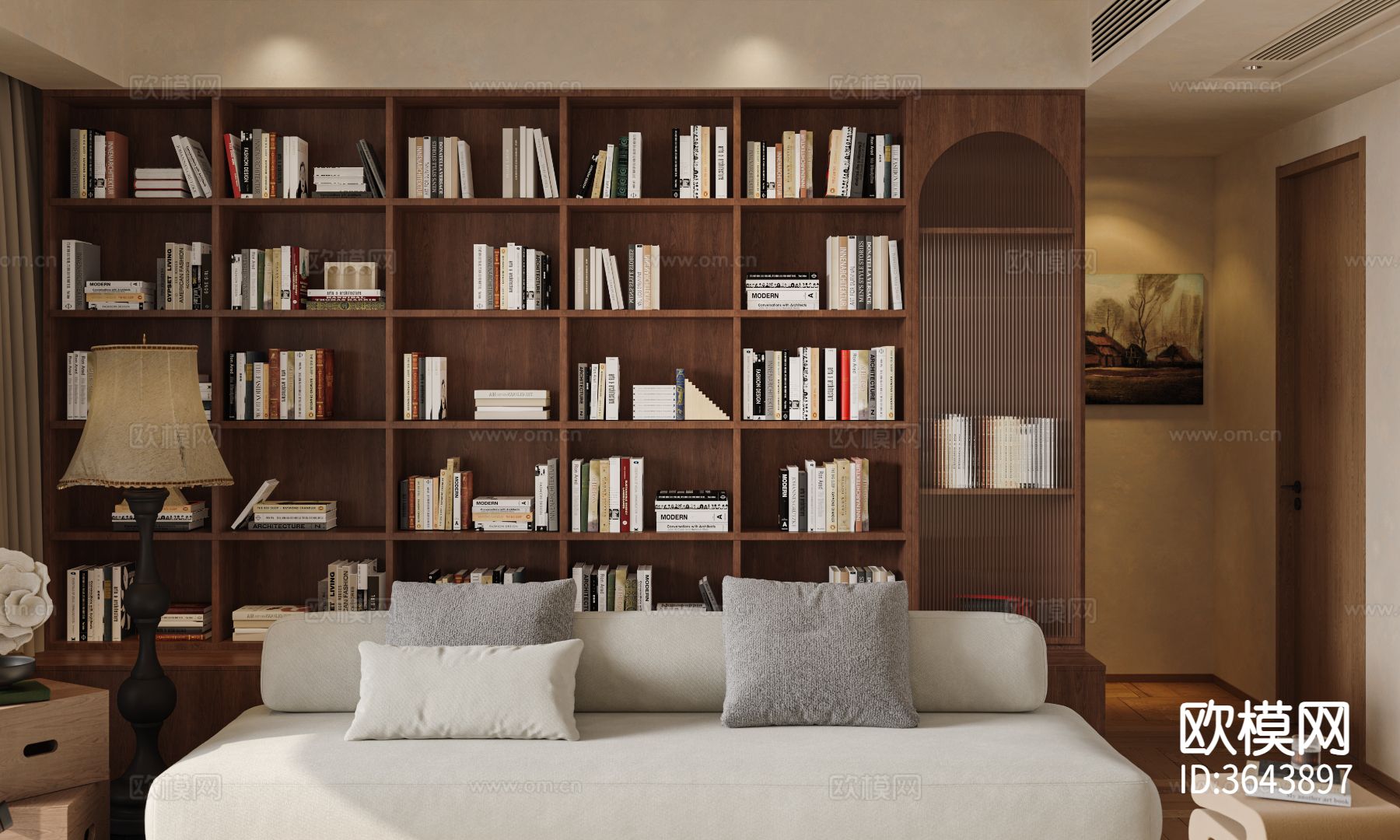 中古风大平层 客餐厅装修效果图下载（渲染图4）