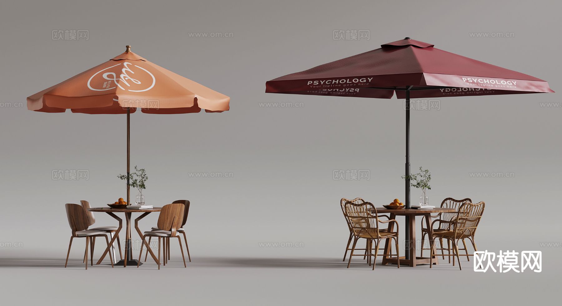 简约户外桌椅3d模型下载