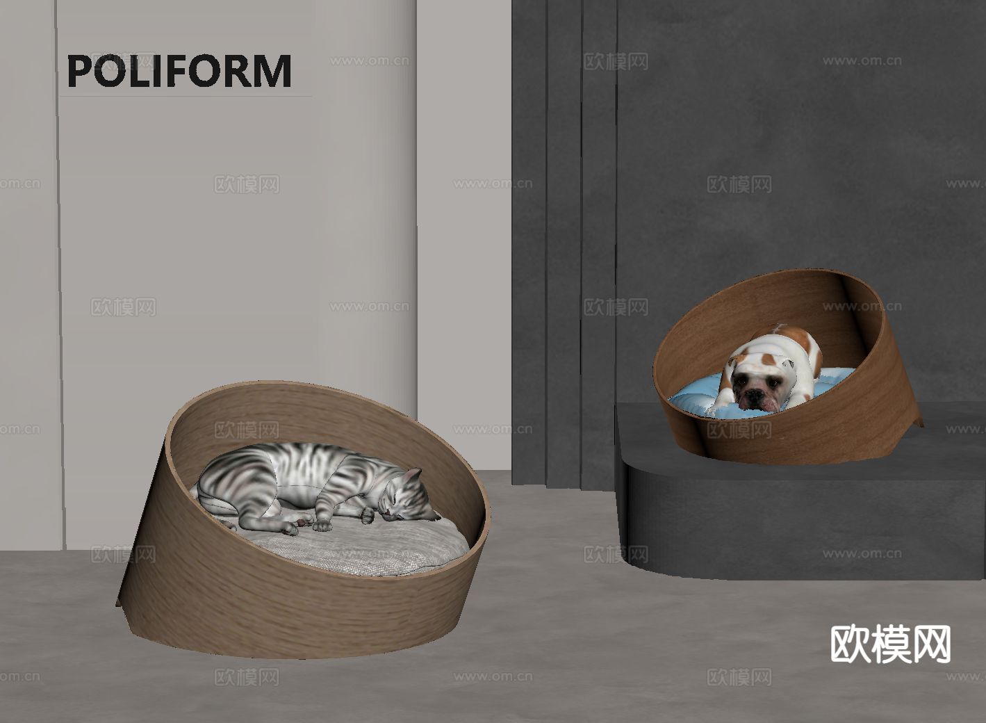现代猫舍 狗舍 猫屋 狗屋su模型下载（渲染图1）