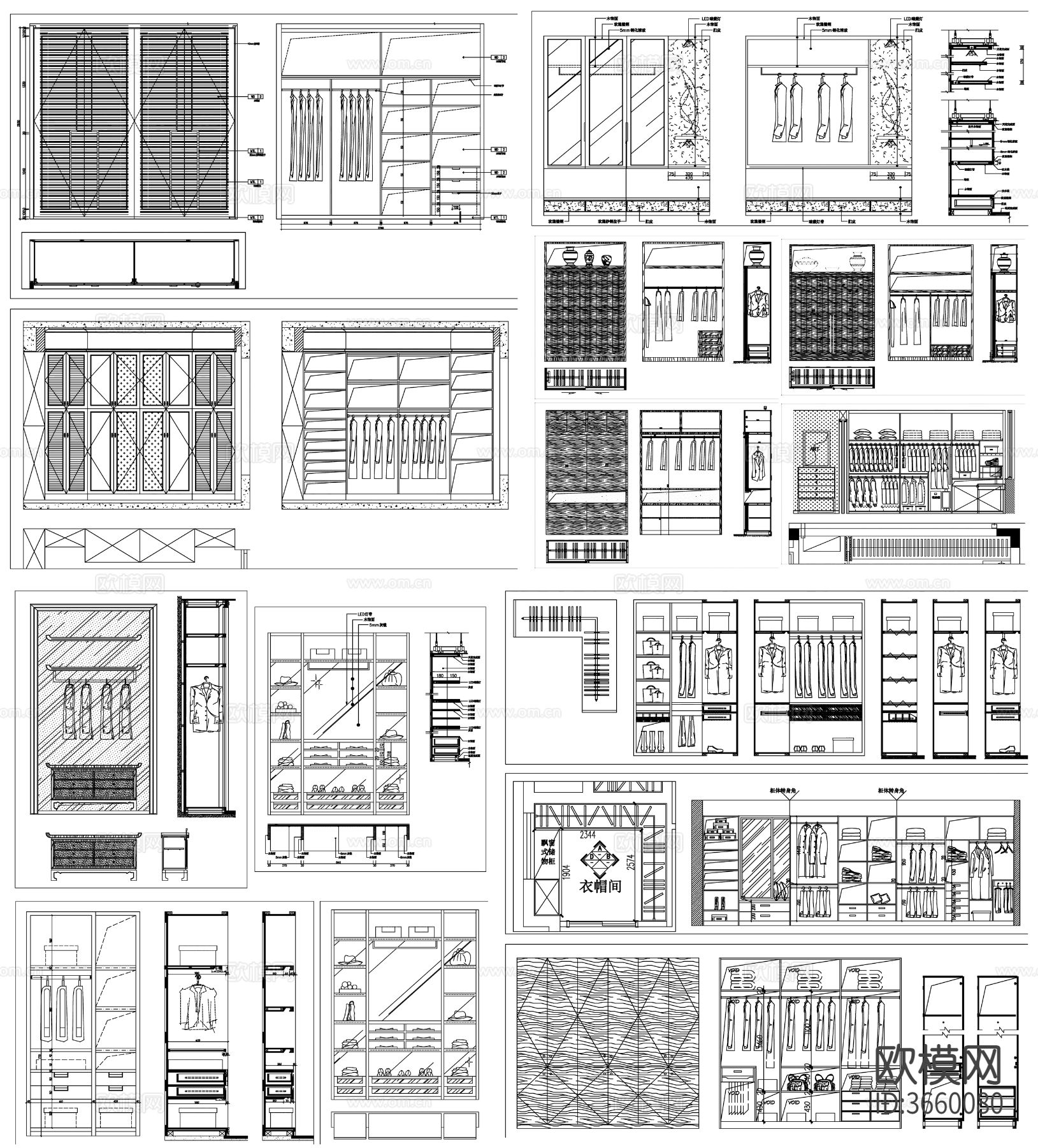 衣柜设计 衣帽柜cad图库下载（渲染图3）