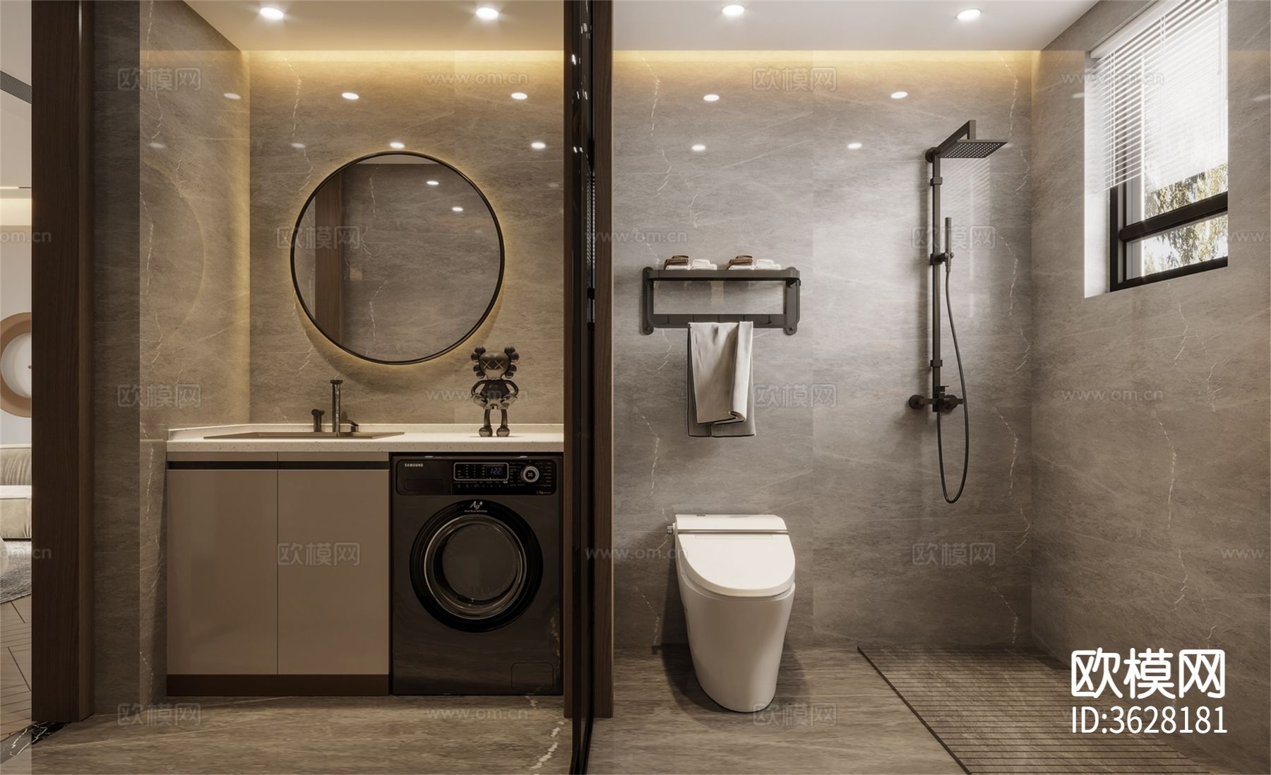 现代大平层效果图下载（渲染图3）