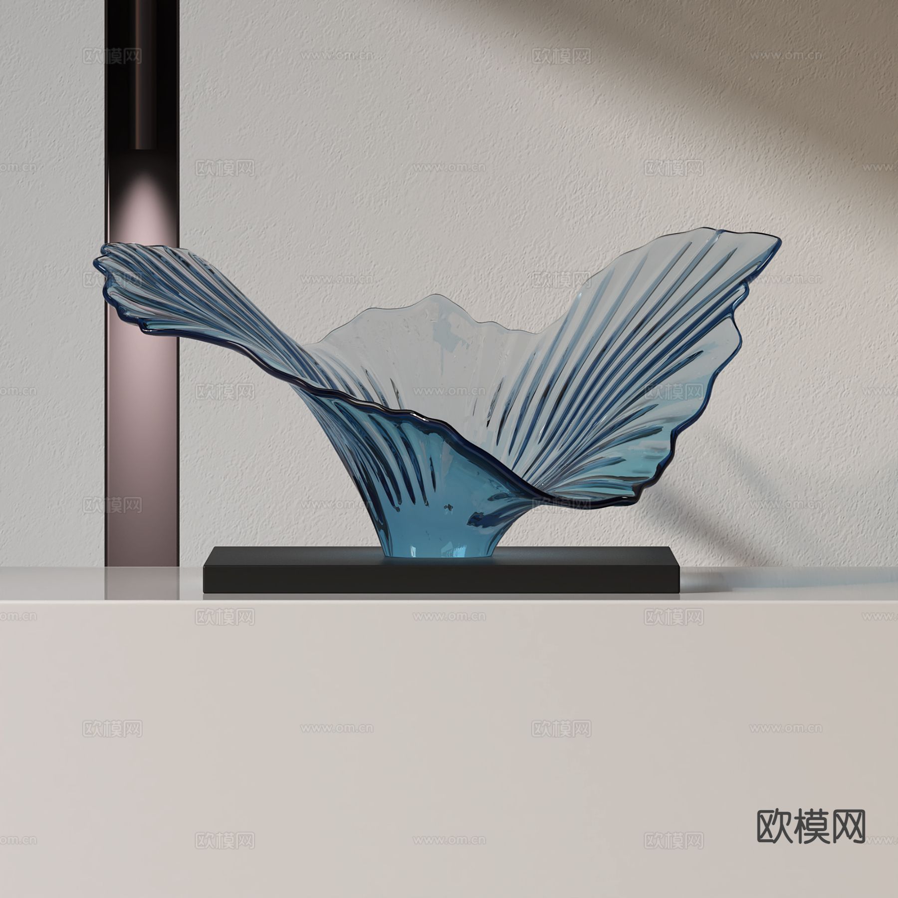 现代琉璃浪花雕塑 艺术摆件3d模型