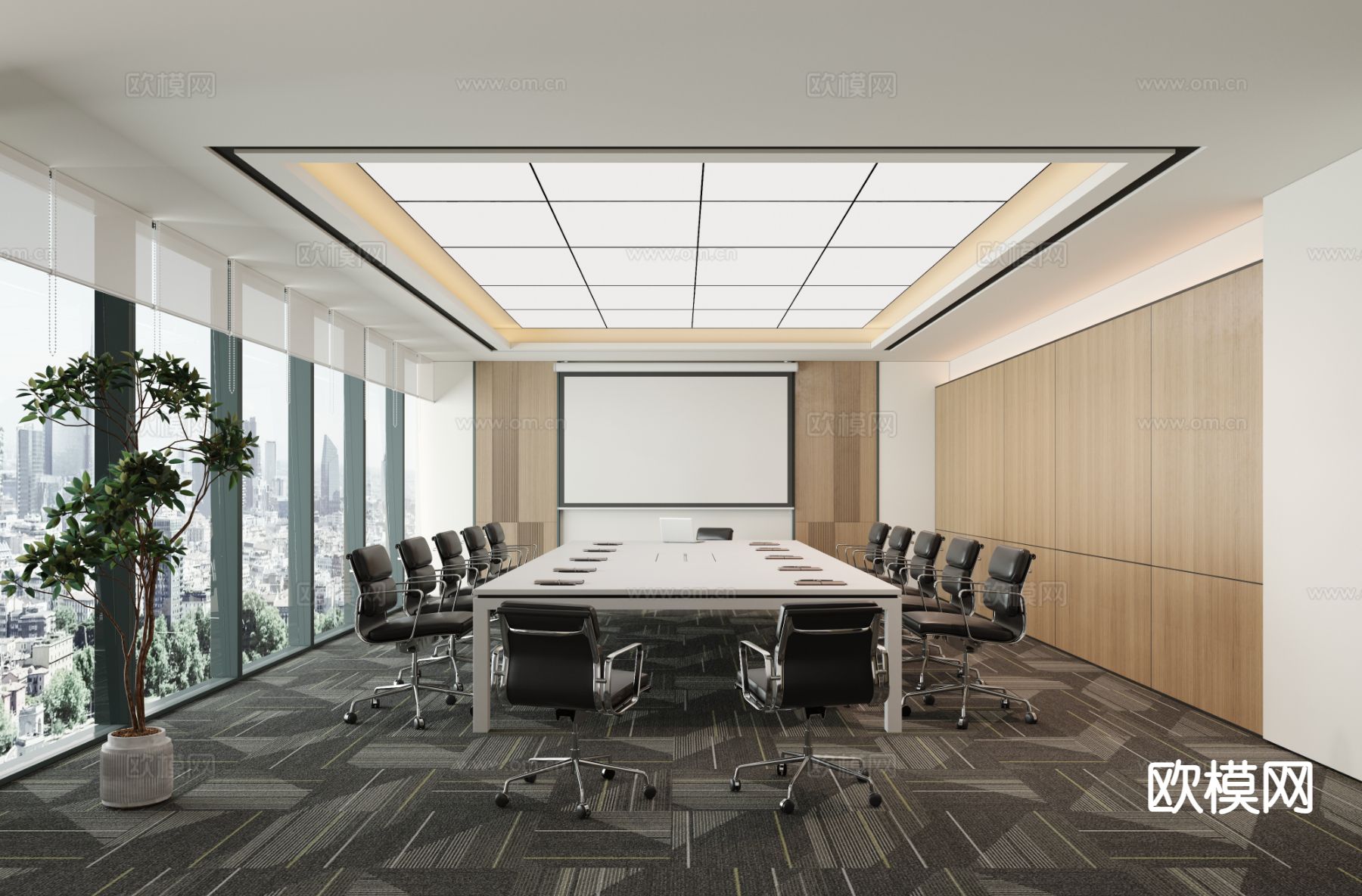 现代会议室3d模型下载