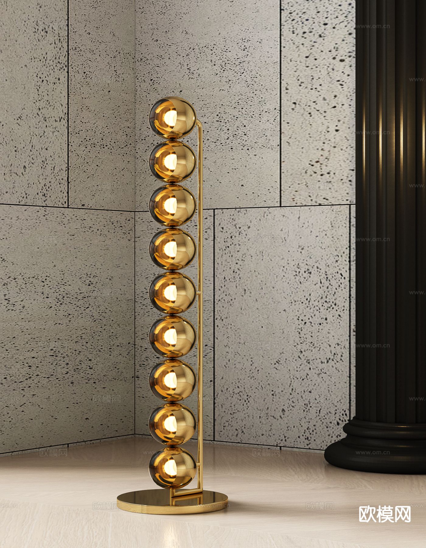 意式极简落地灯3d模型下载