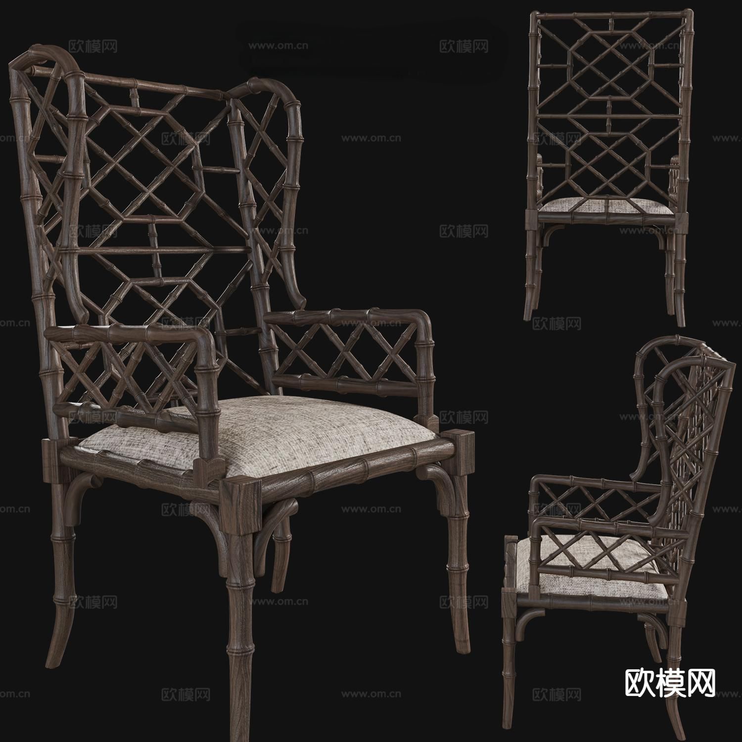 东南亚木制椅子 扶手椅 户外椅3d模型下载