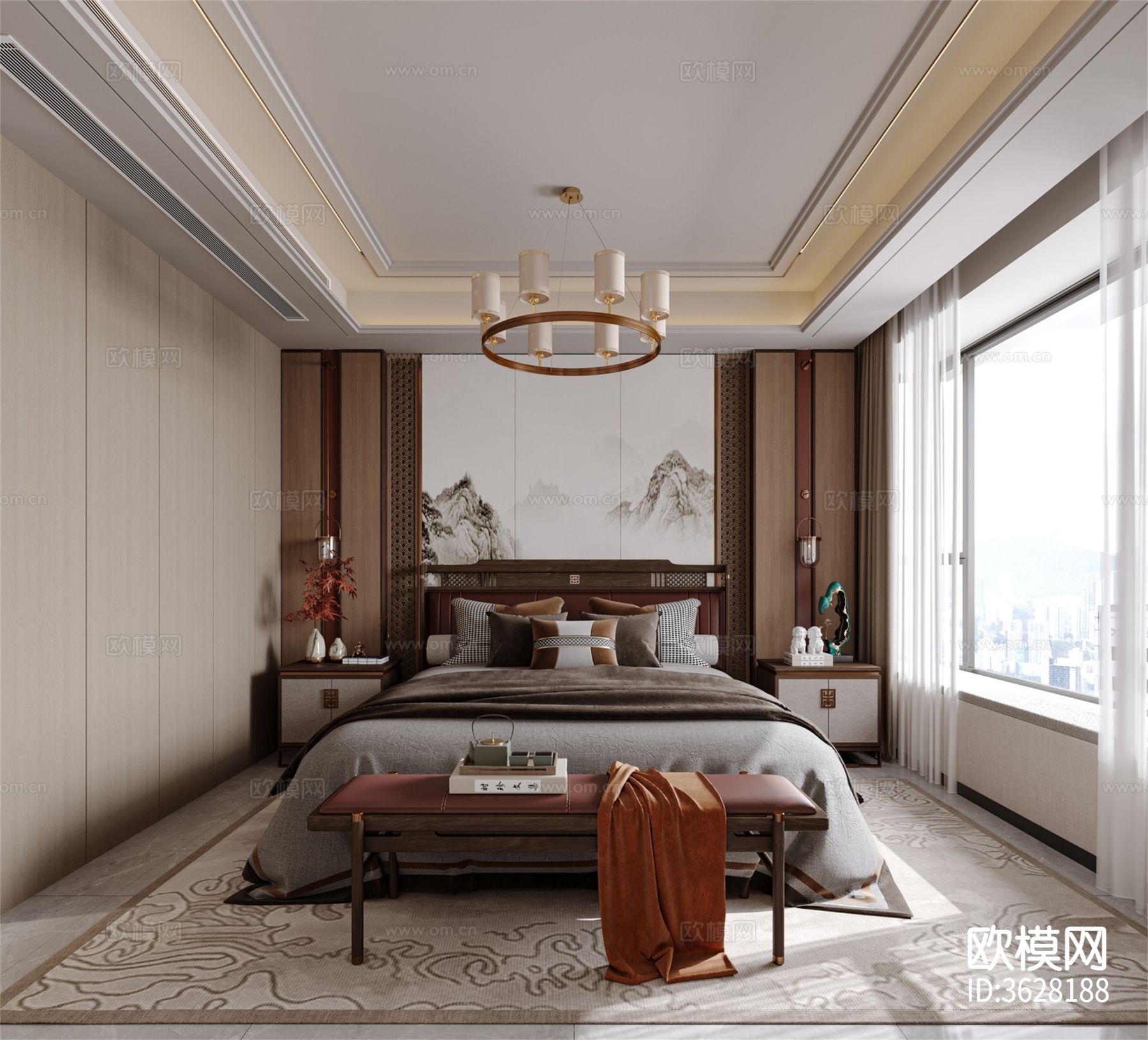 中式客餐厅效果图下载（渲染图5）