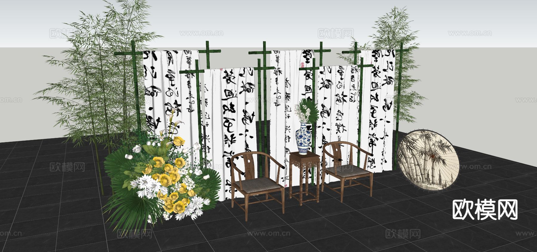 现代文化美陈su模型下载（渲染图2）