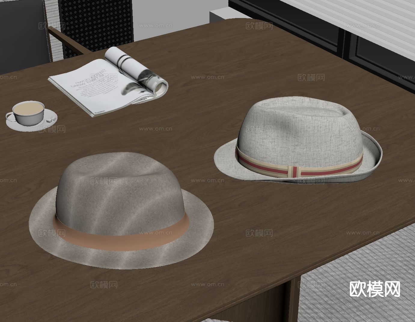 现代帽子su模型下载（渲染图1）