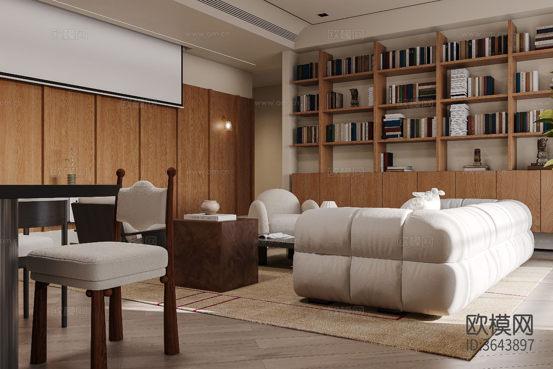 中古风大平层 客餐厅装修效果图下载（渲染图9）