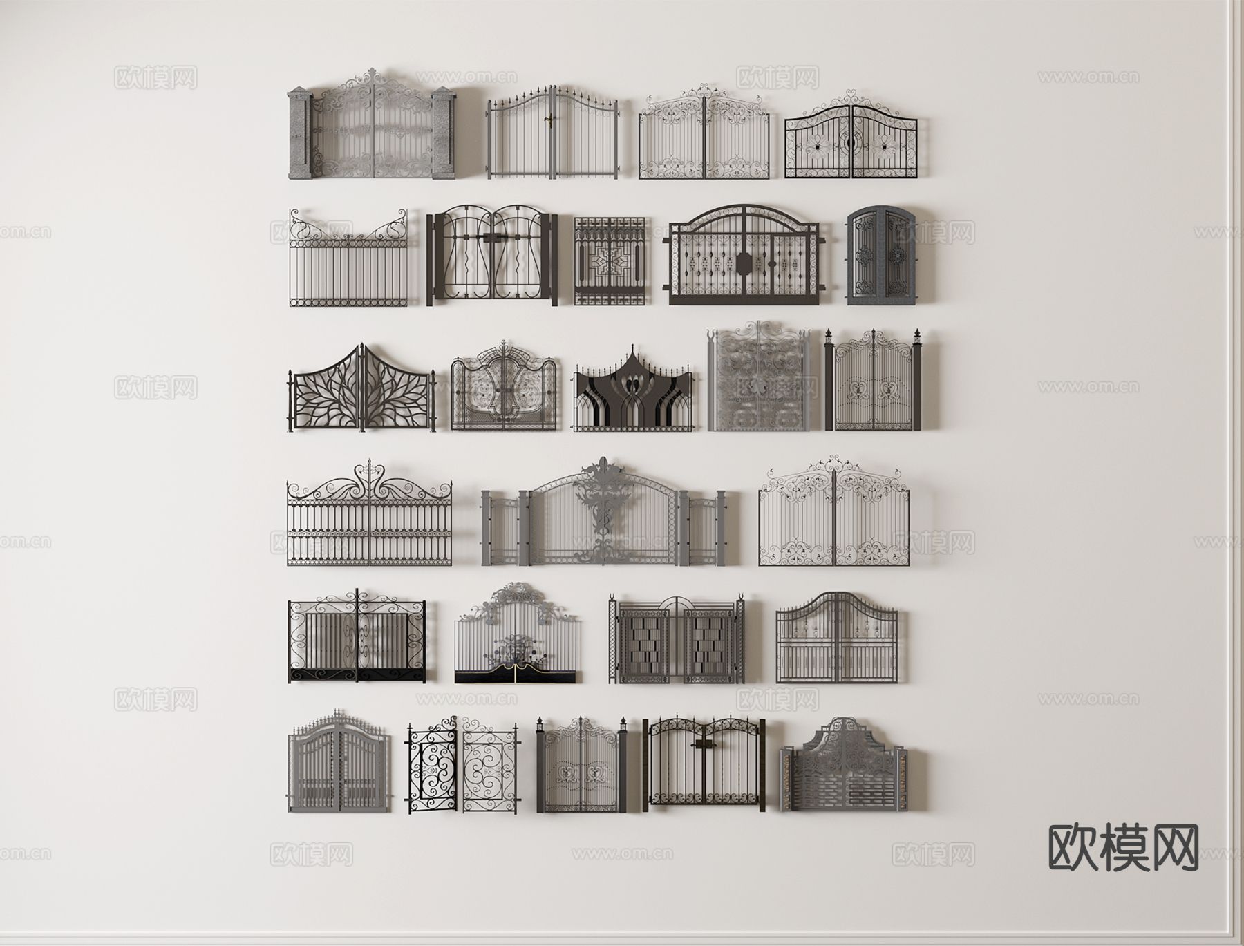 简欧围墙 小区围墙 庭院围墙3d模型