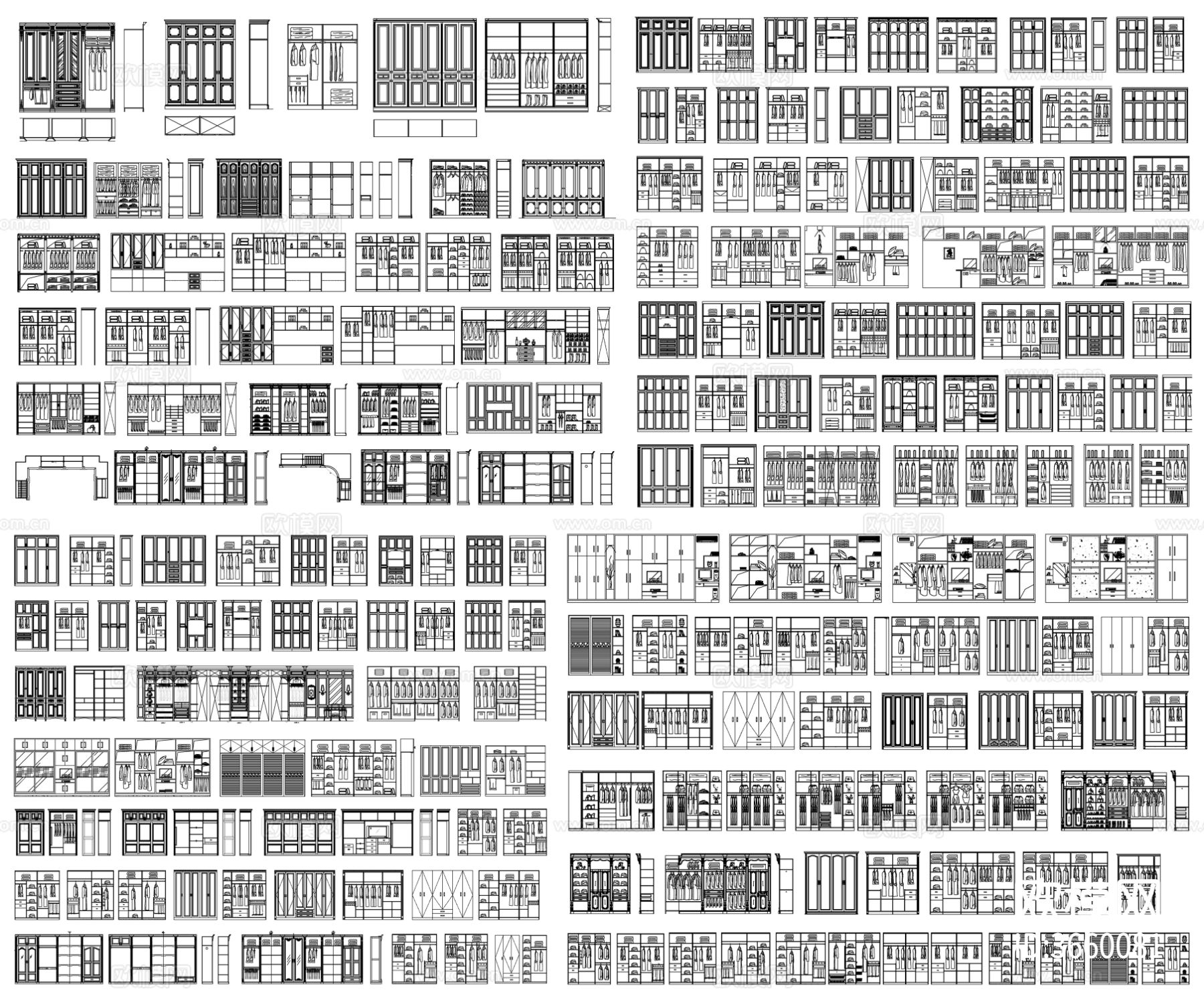 衣柜设计 衣帽柜cad图库下载（渲染图1）