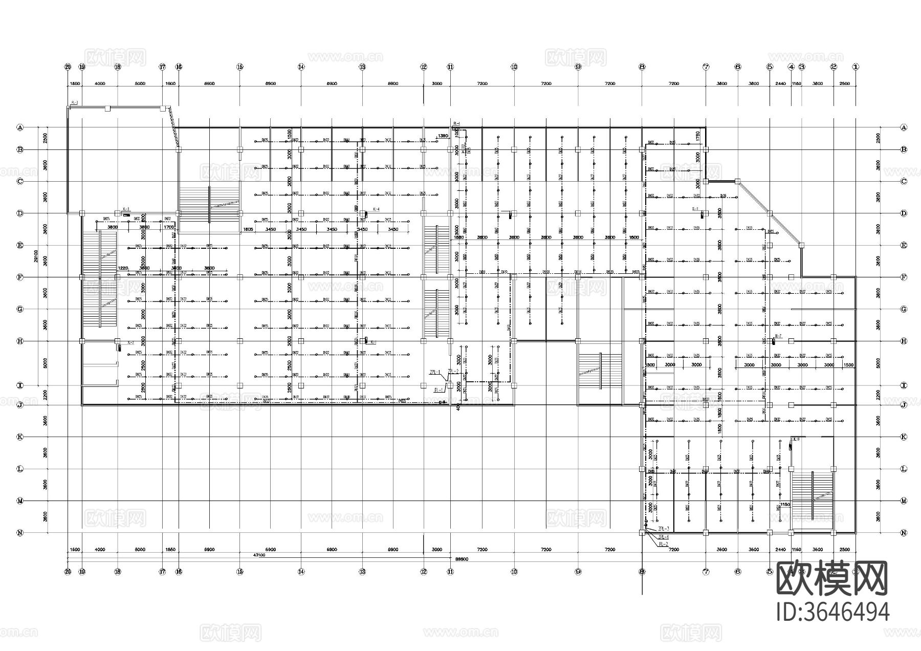大型商城自动喷淋消防cad施工图下载（渲染图2）