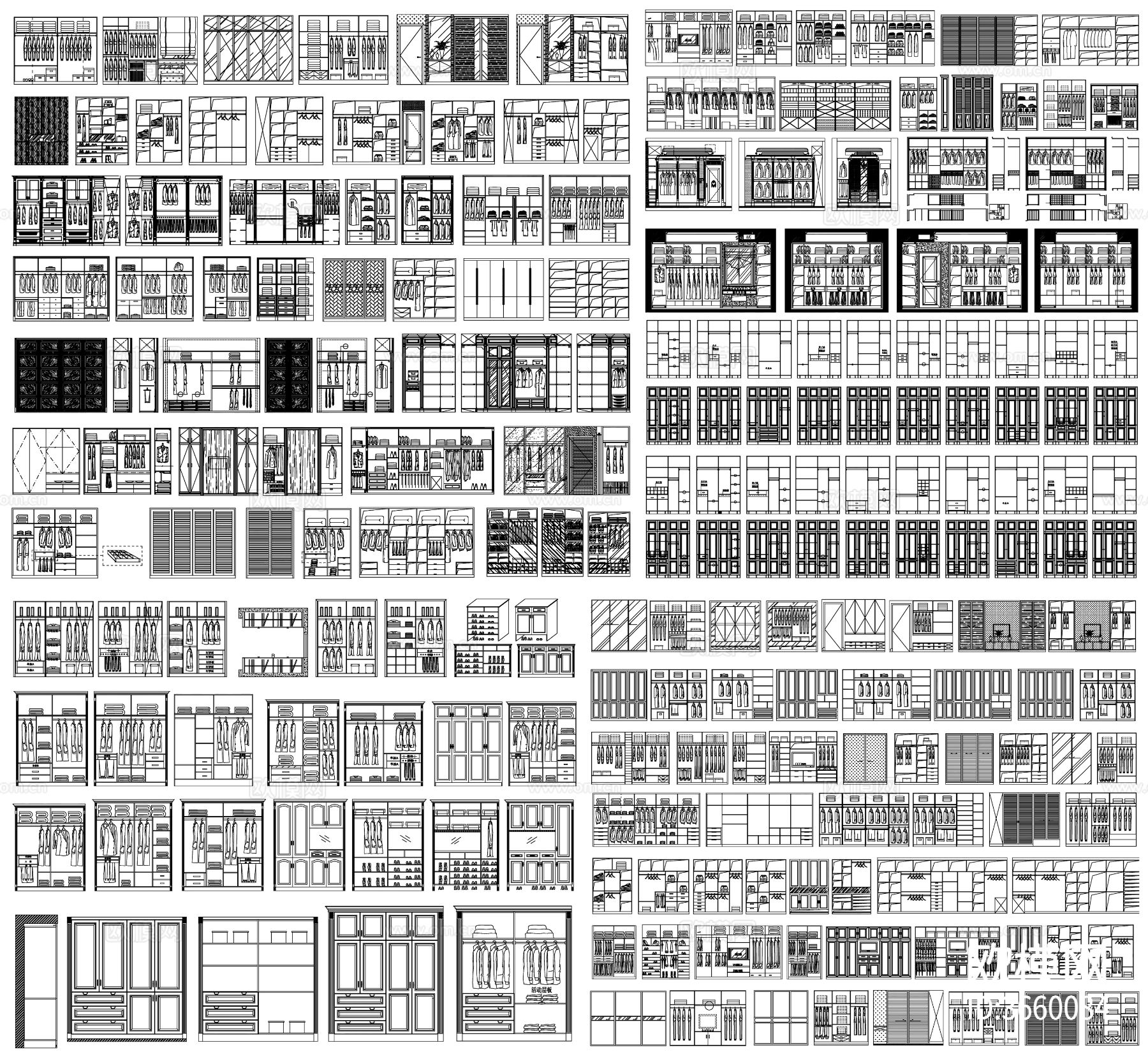 衣柜设计 衣帽柜cad图库下载（渲染图2）