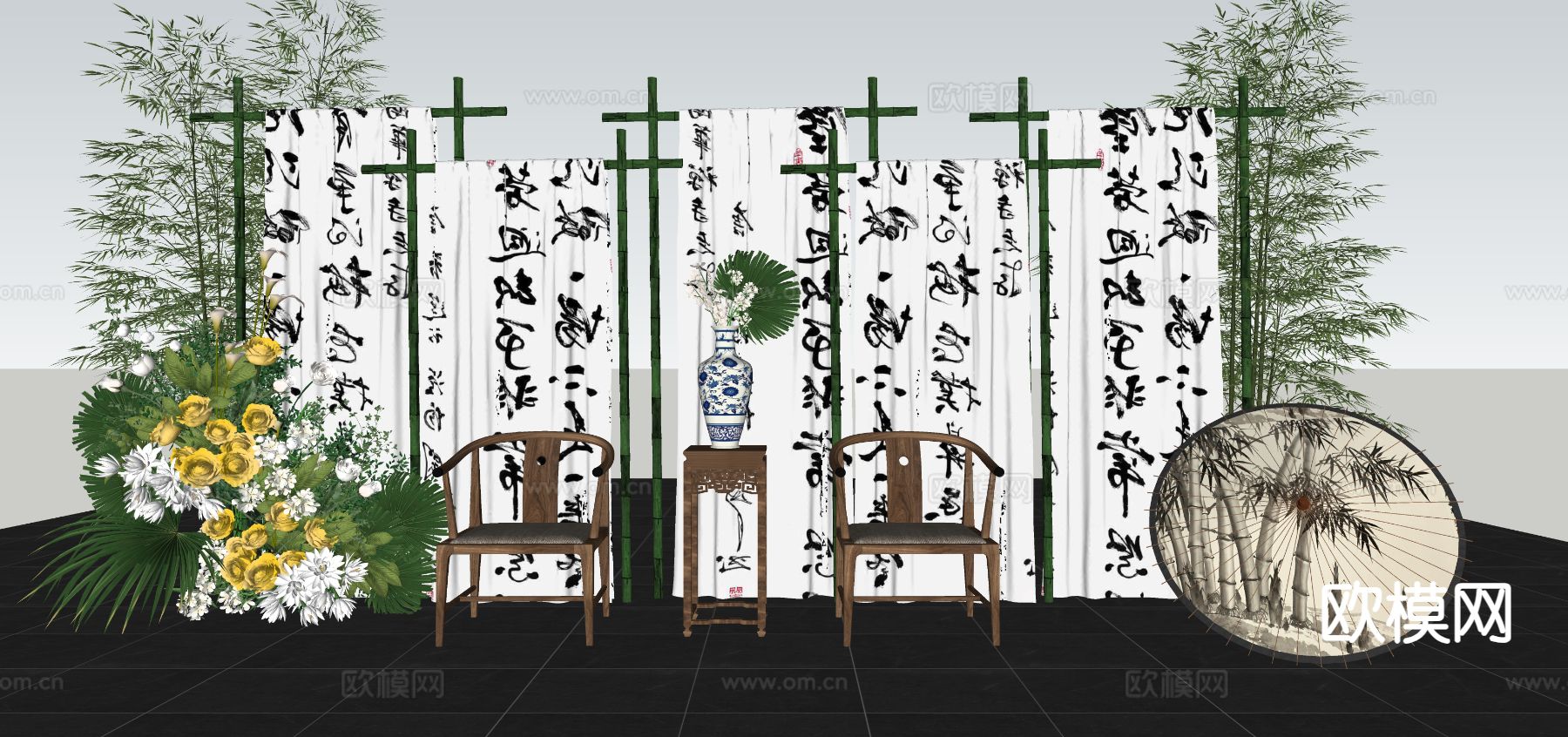 现代文化美陈su模型下载（渲染图1）