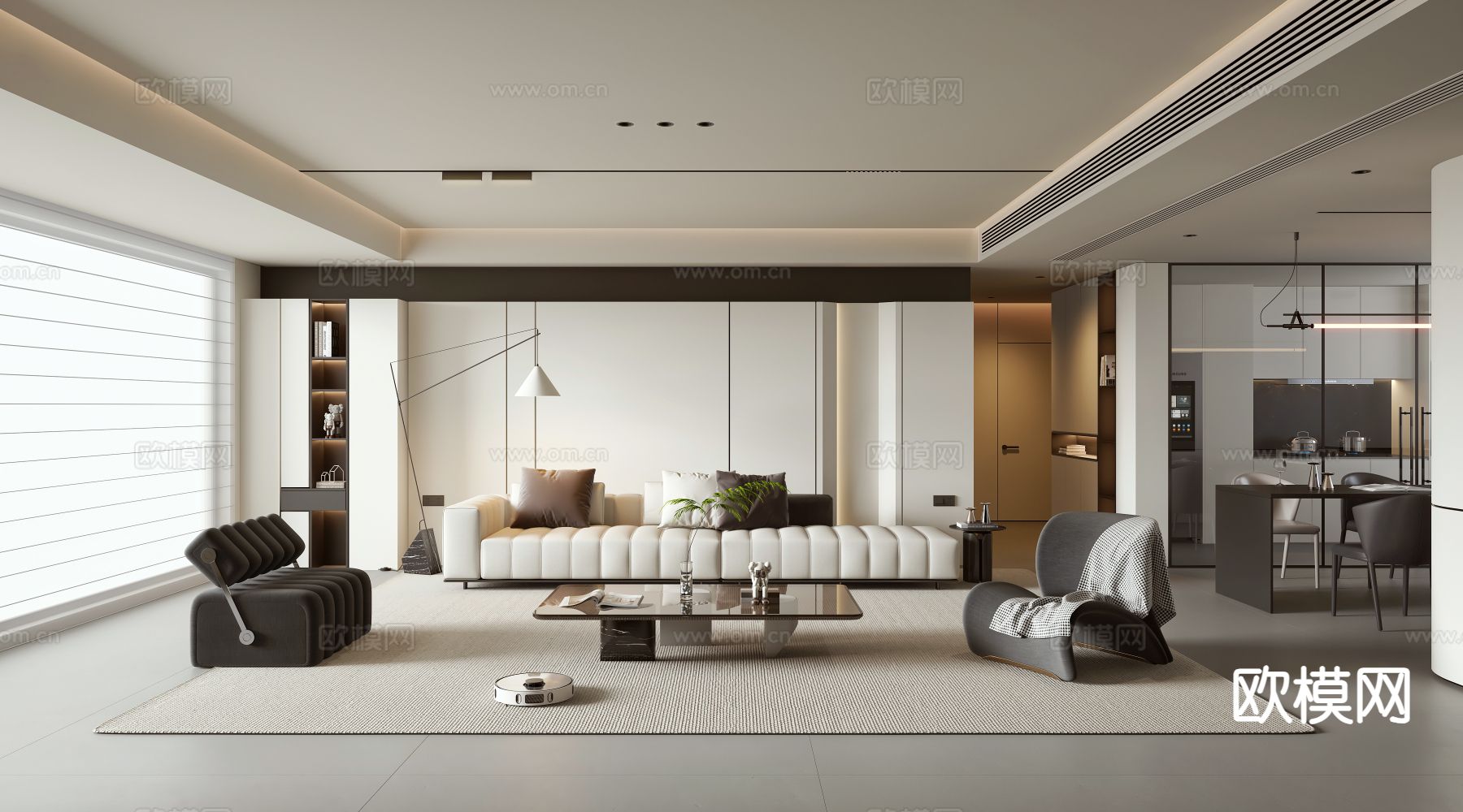 现代客餐厅3d模型下载