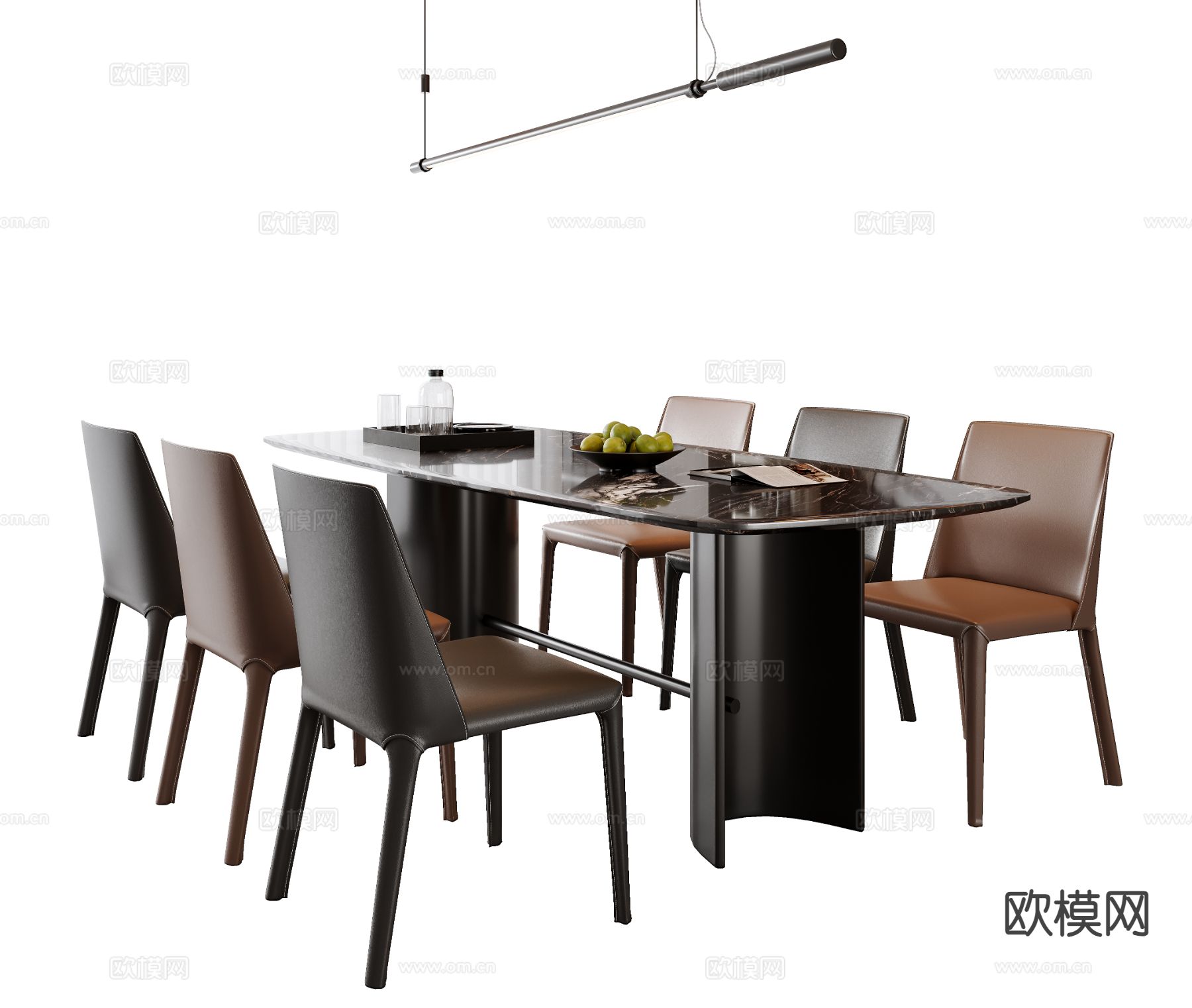 意式餐桌椅3d模型下载