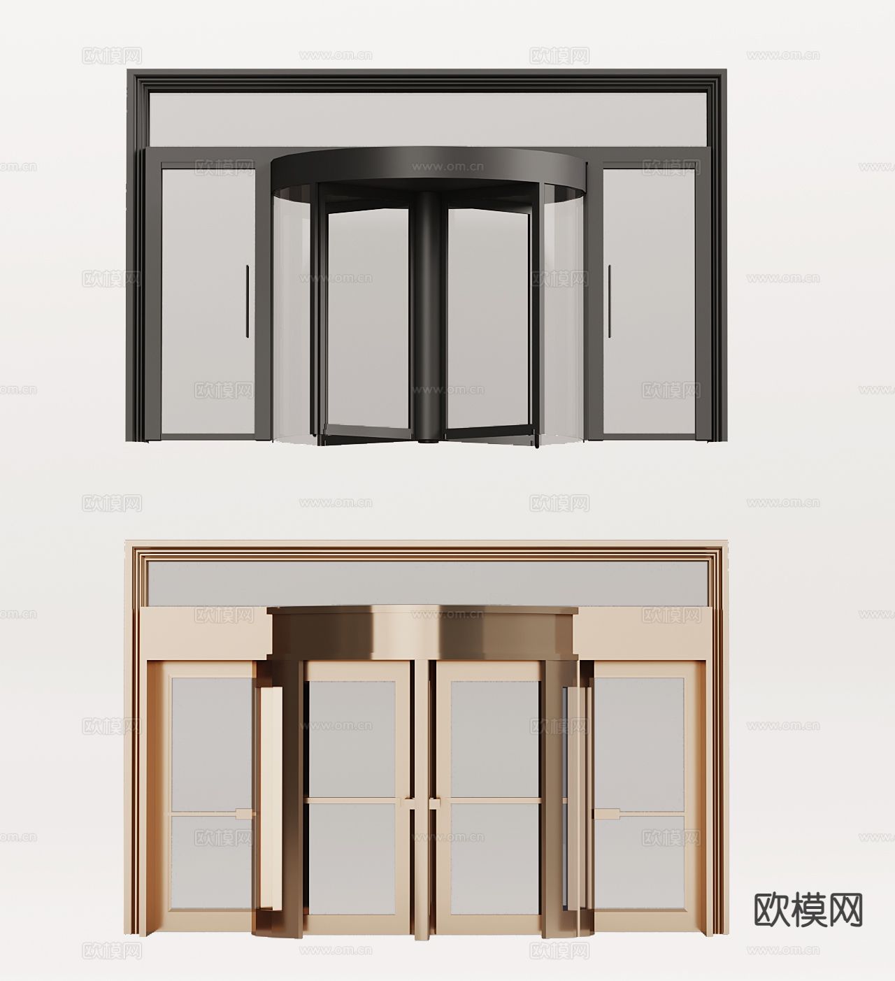 现代酒店旋转门 玻璃旋转门3d模型