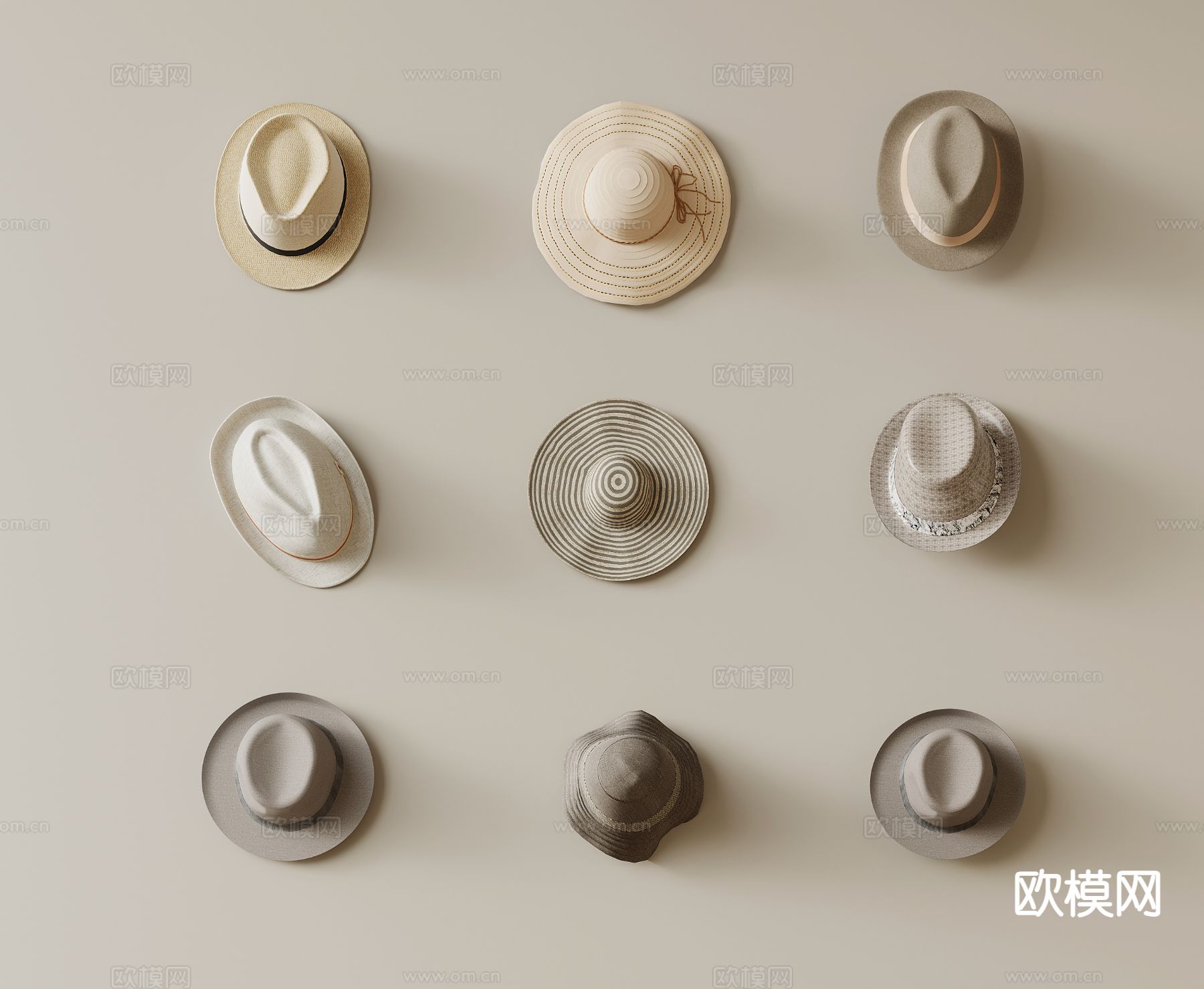现代帽子 遮阳帽su模型下载（渲染图2）