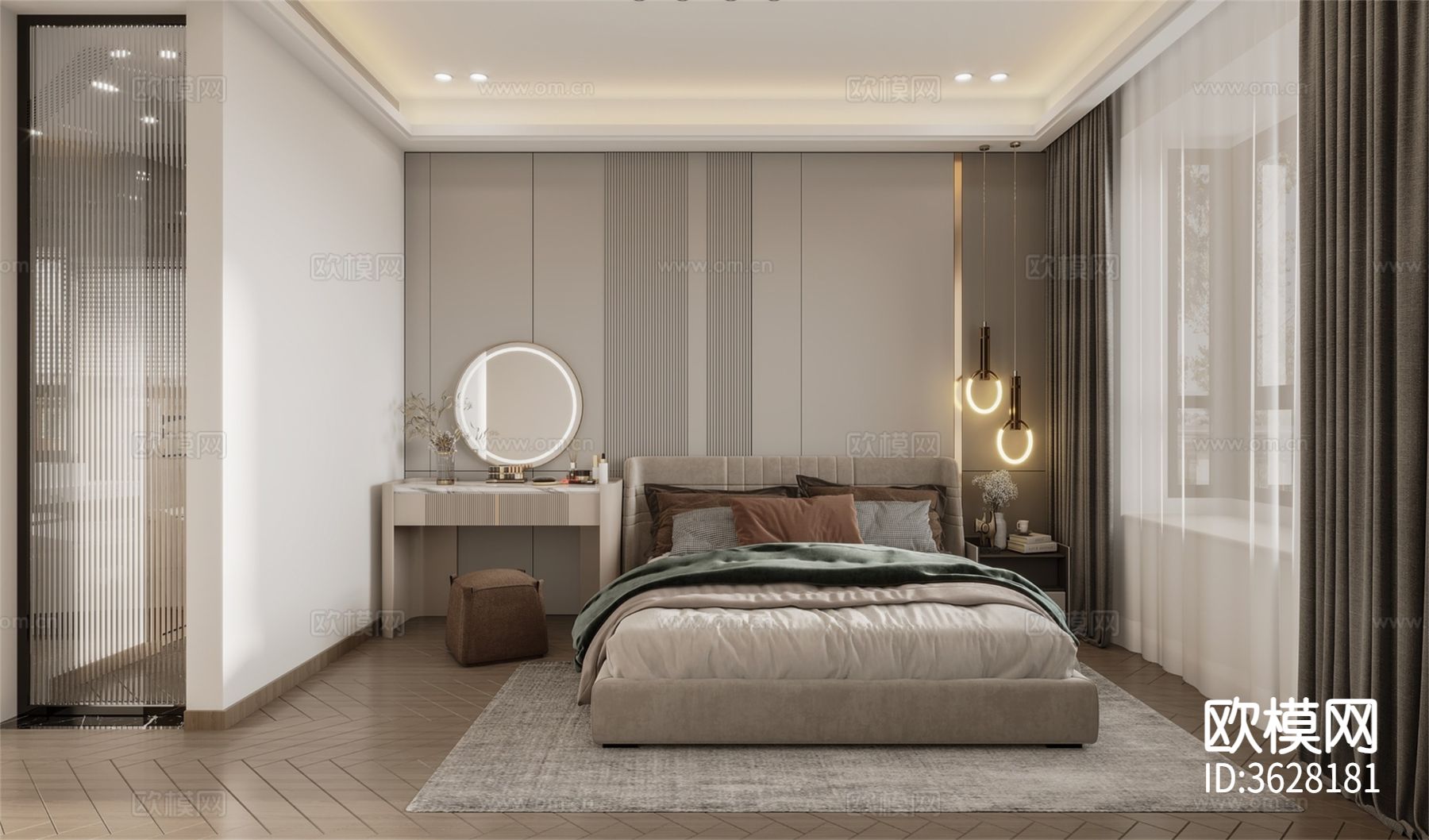 现代大平层效果图下载（渲染图5）