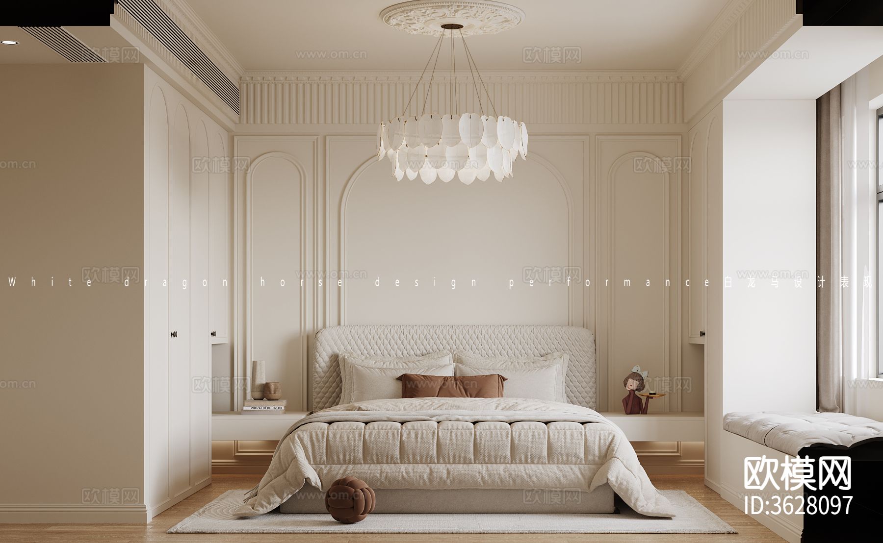 奶油风平层效果图下载（渲染图3）