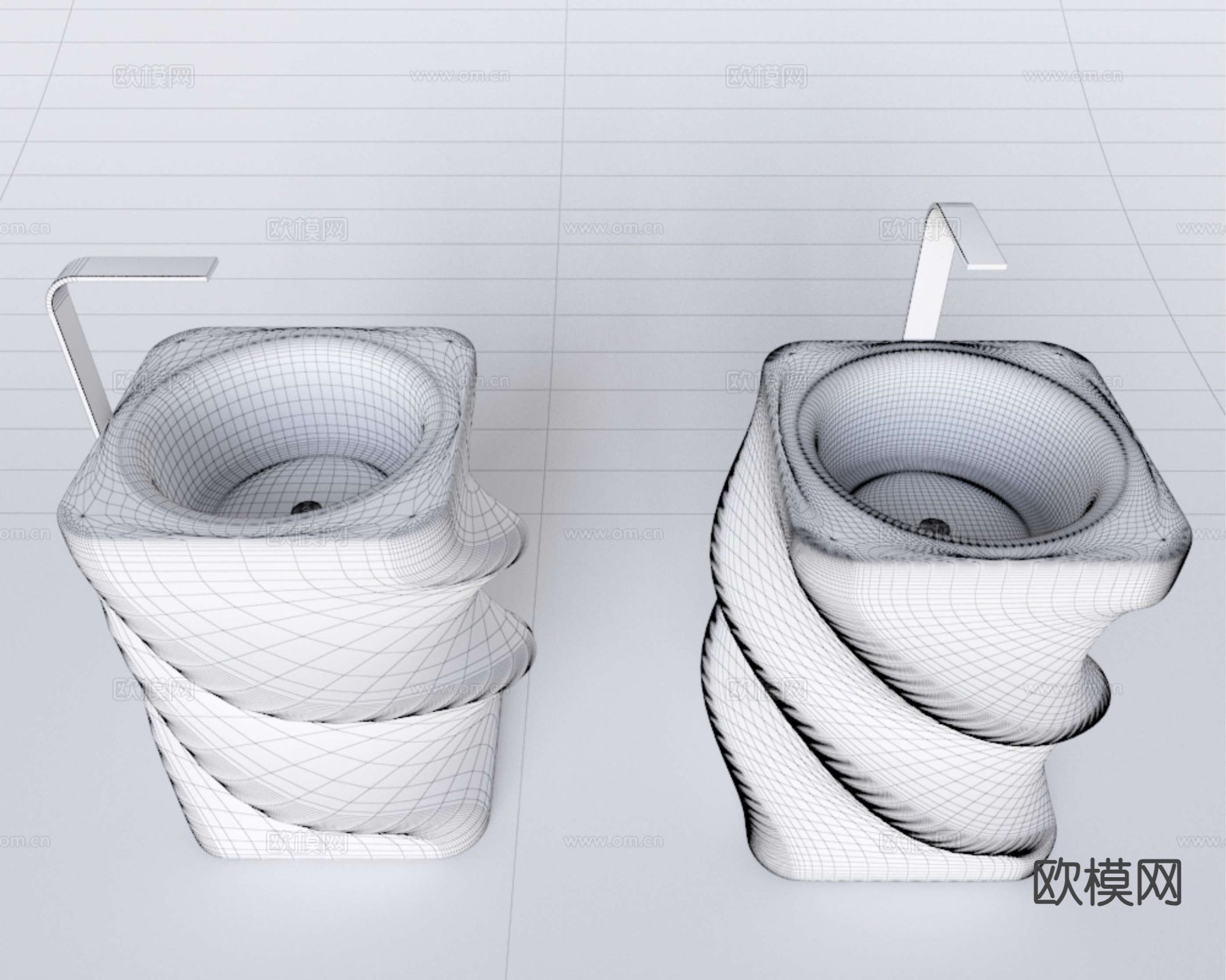 意式立柱台盆 洗手台 洗手池3d模型