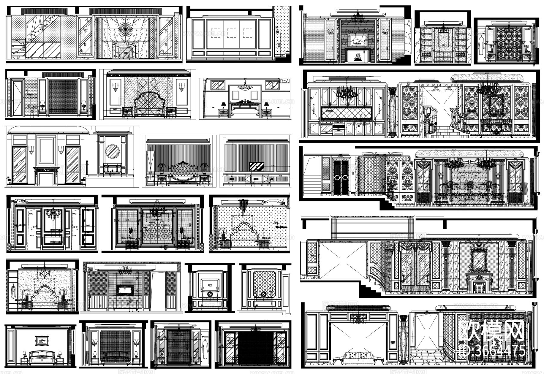 衣柜设计 衣帽柜cad图库下载（渲染图3）