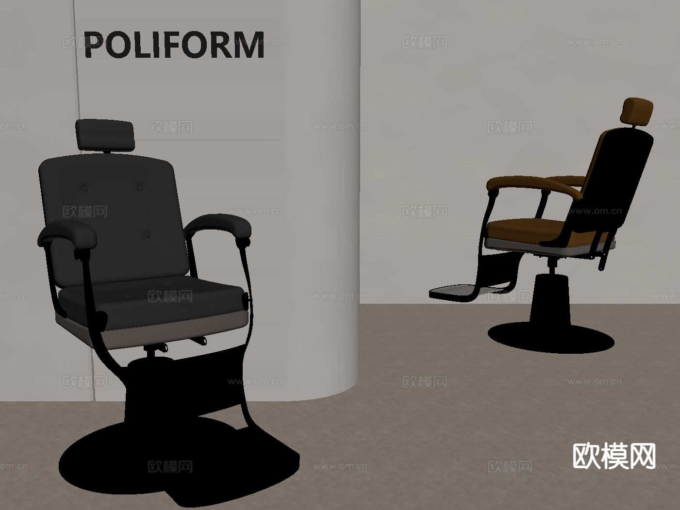 现代理发器材 理发椅su模型下载（渲染图1）