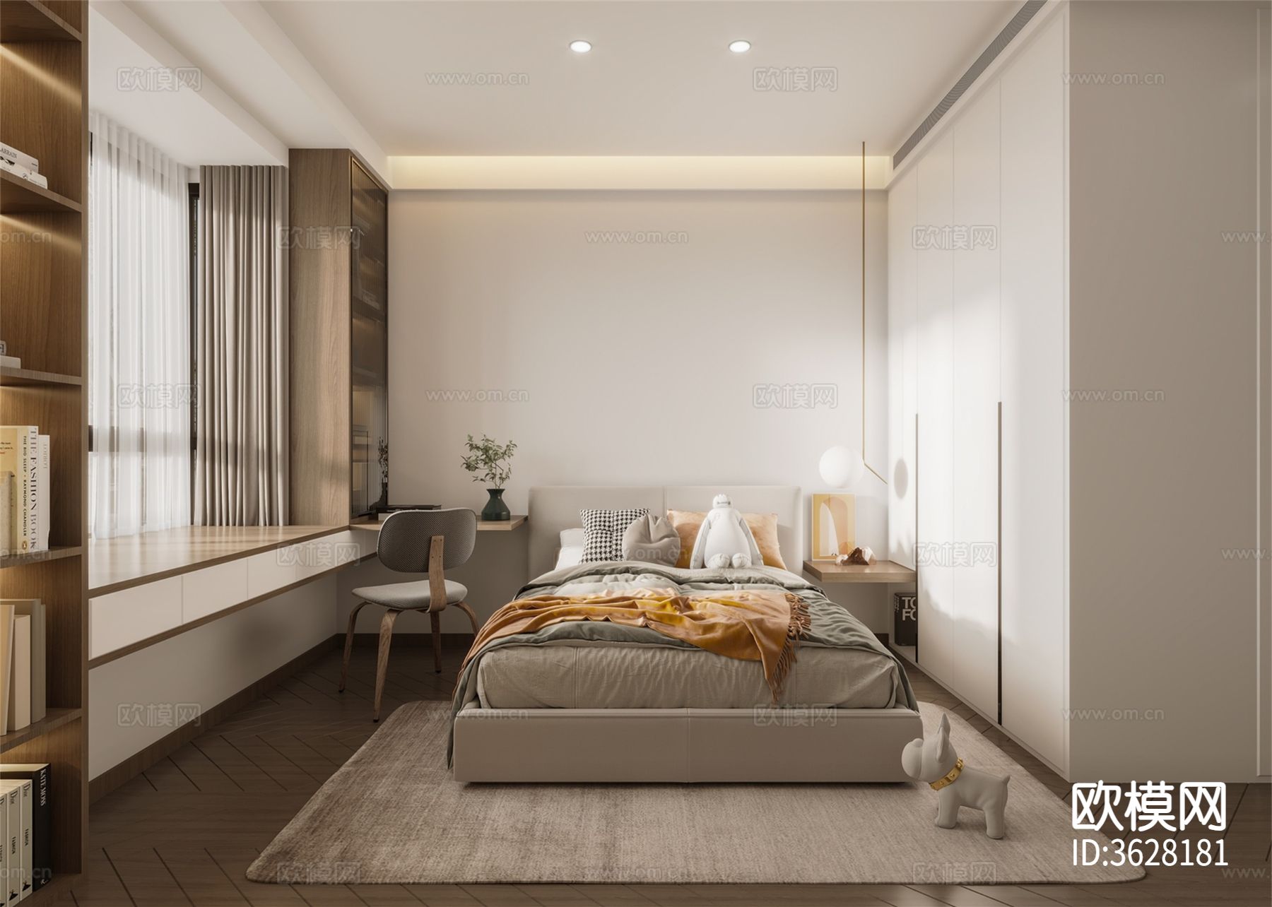 现代大平层效果图下载（渲染图7）