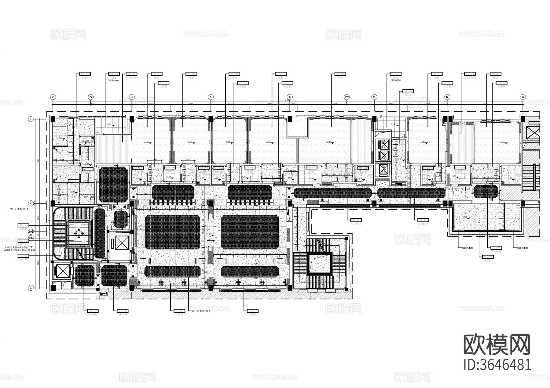 整层中餐厅cad施工图下载（渲染图3）