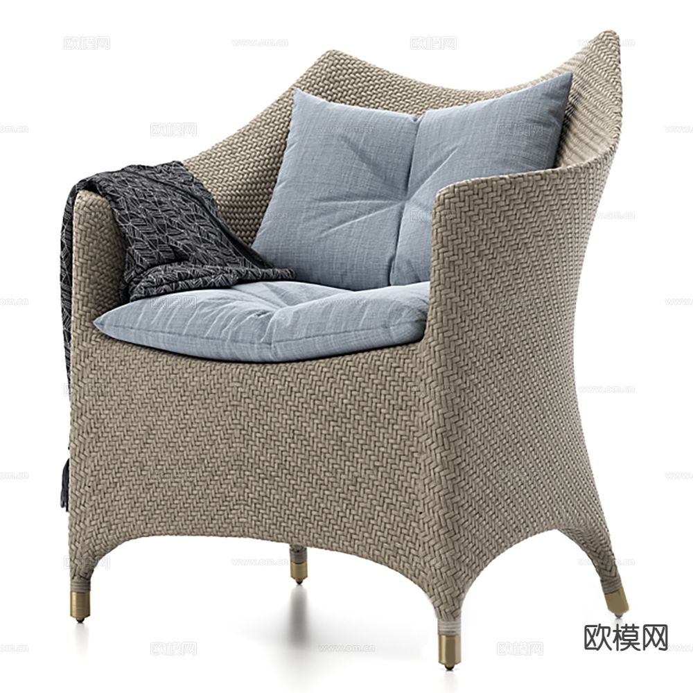侘寂户外椅 藤编椅 扶手椅3d模型下载