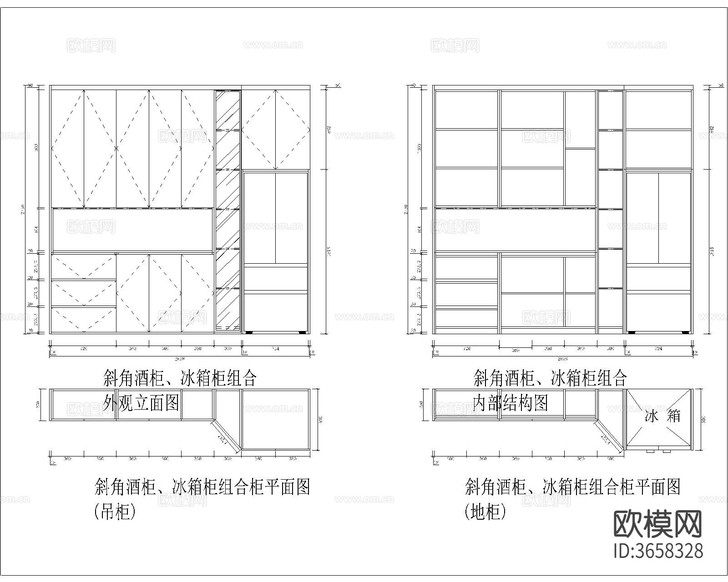 网红全屋柜子CAD施工图下载(渲染图8)