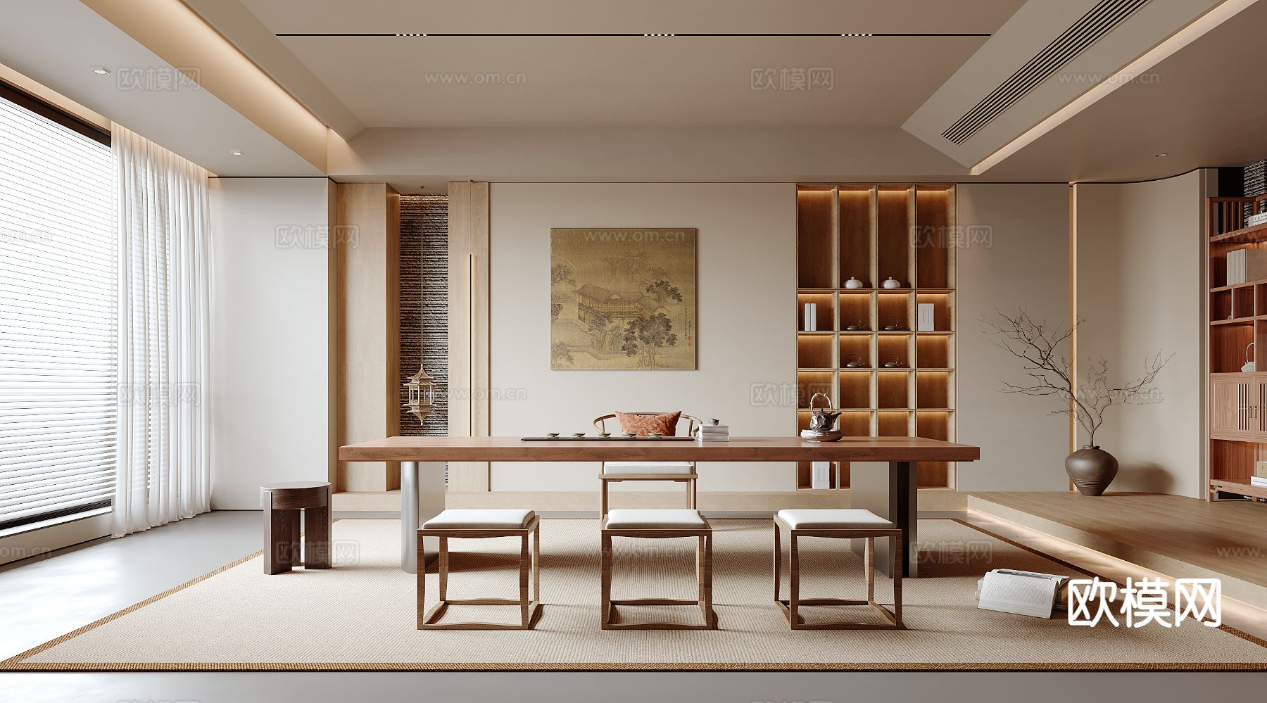 新中式茶室3d模型下载