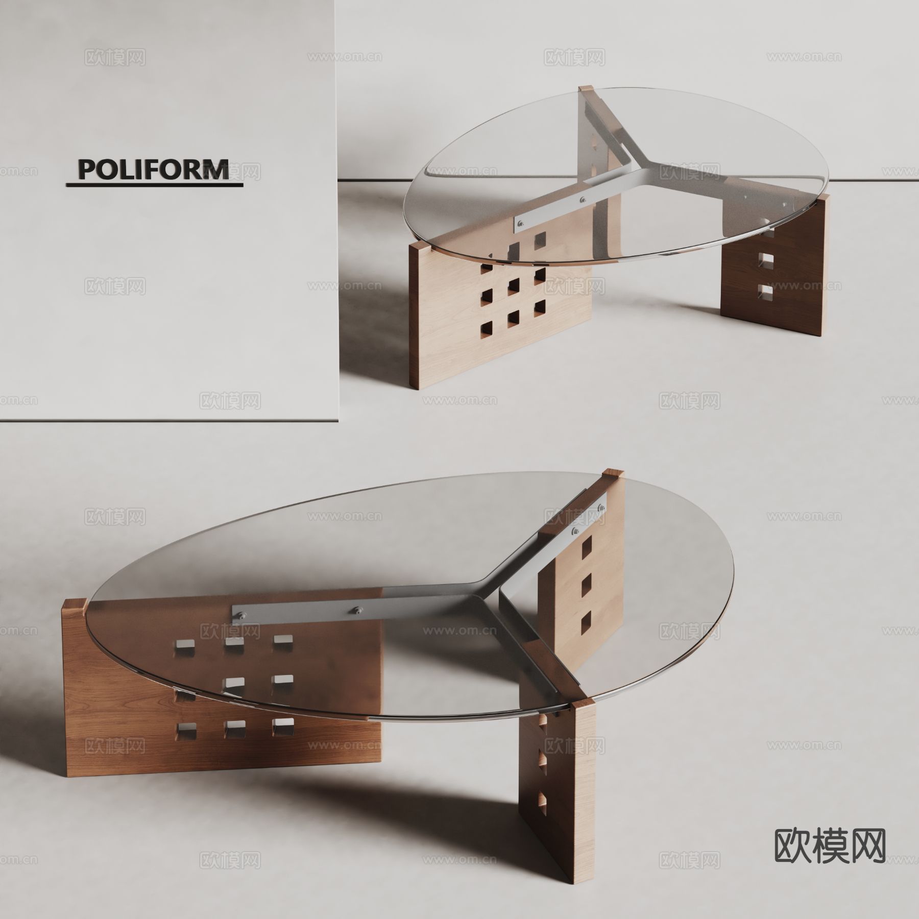 poliform 玻璃茶几3d模型