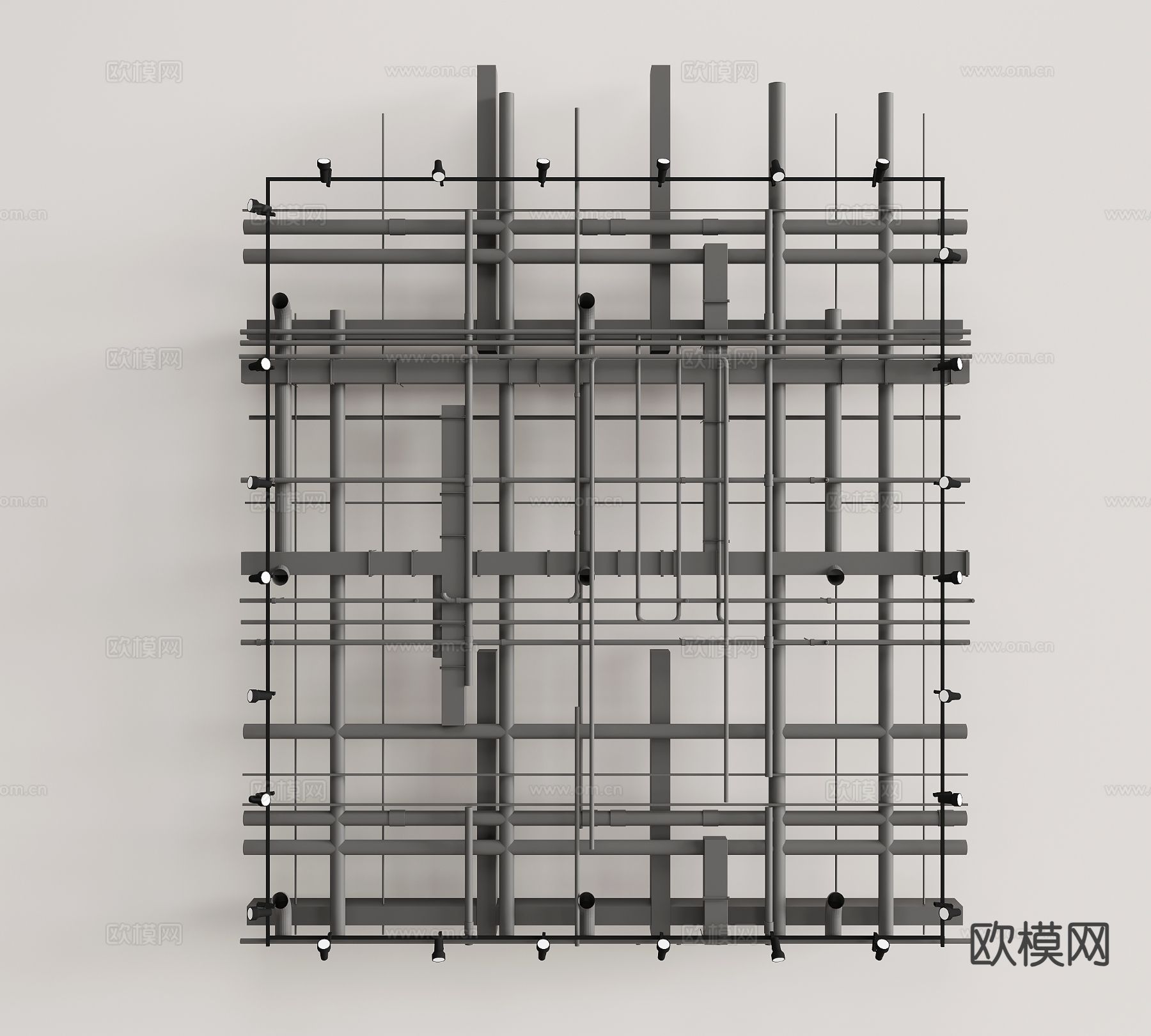 工业风吊顶管道3d模型