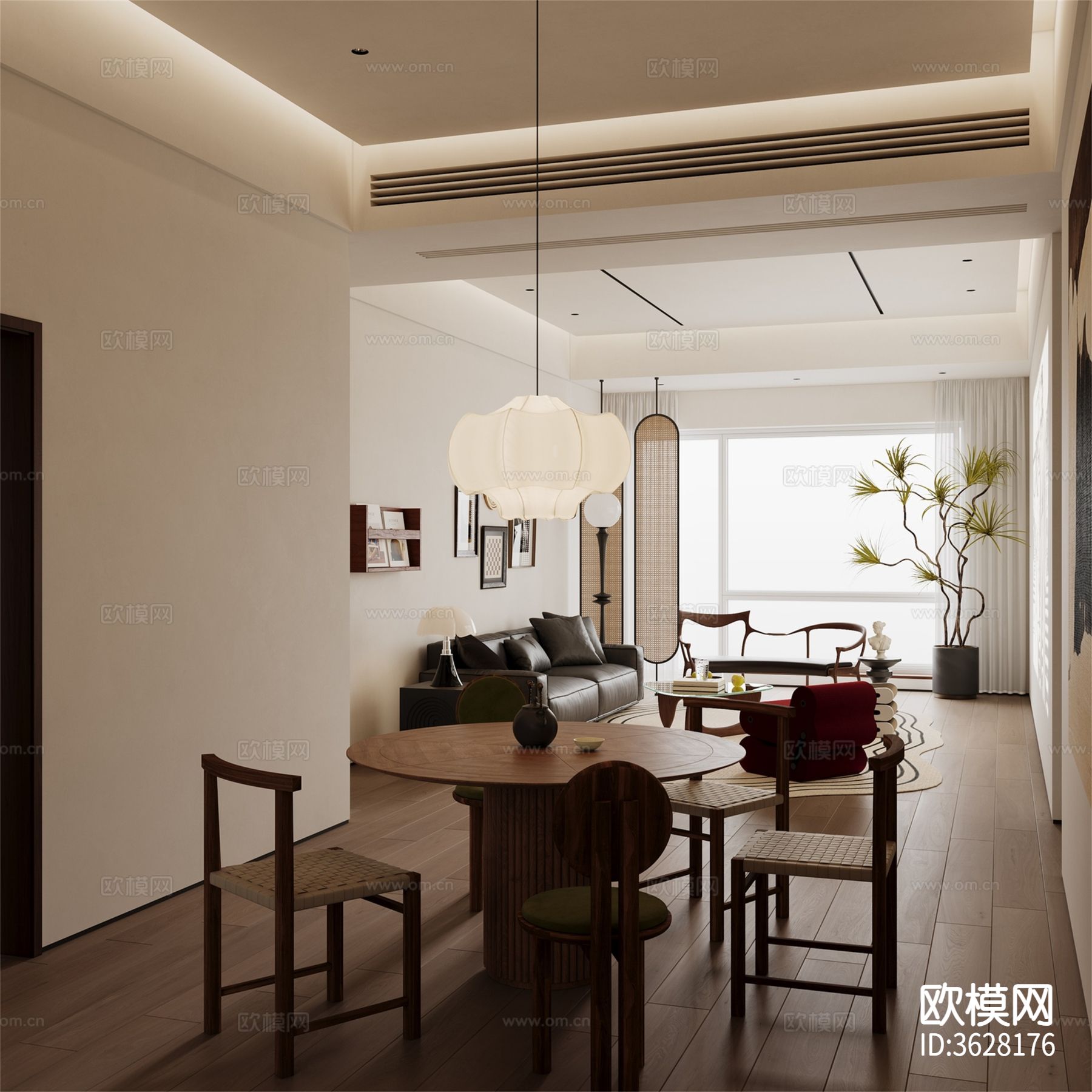 中古风客餐厅效果图下载（渲染图4）