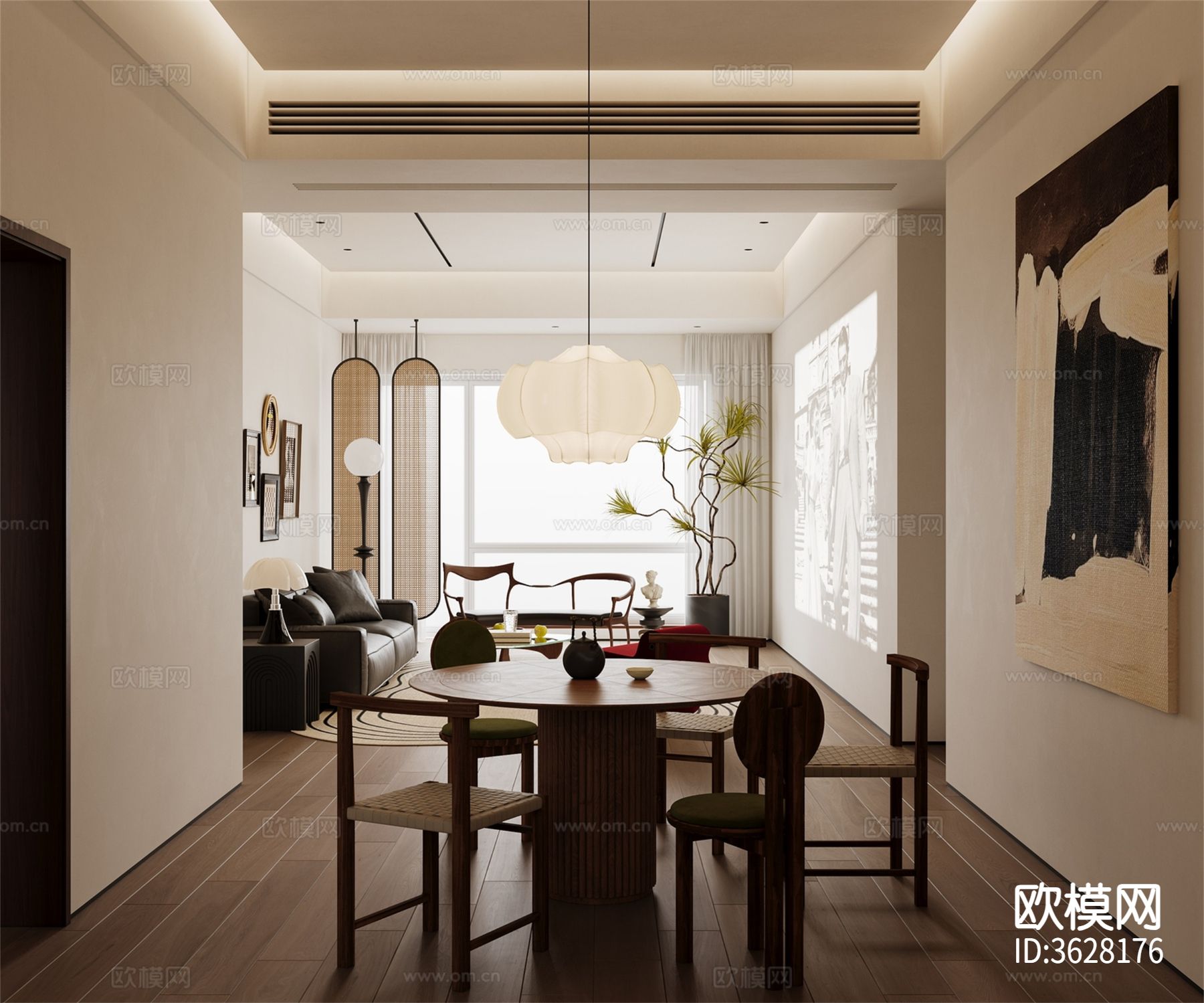 中古风客餐厅效果图下载（渲染图5）