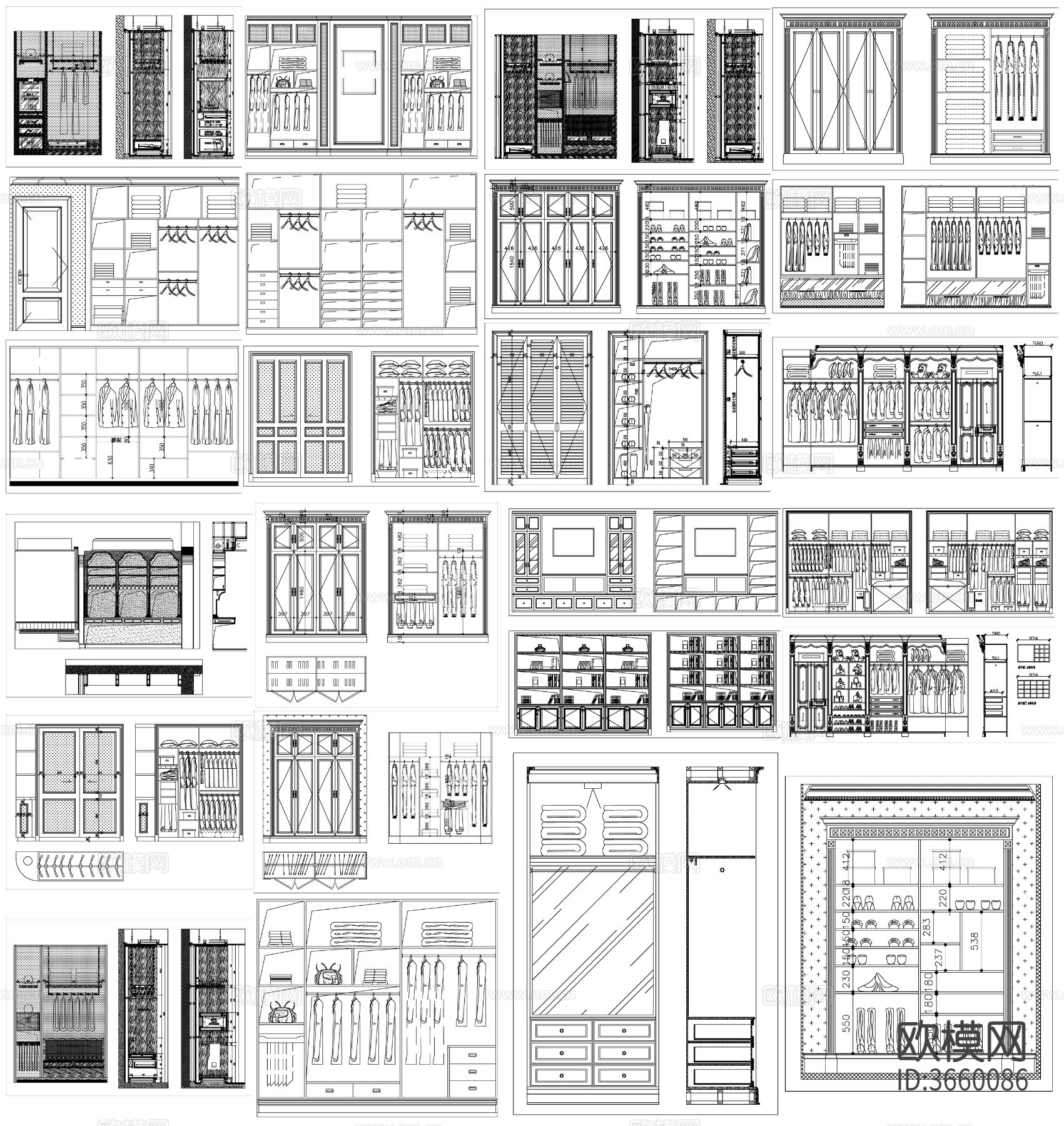 衣柜设计 衣帽柜cad图库下载（渲染图1）