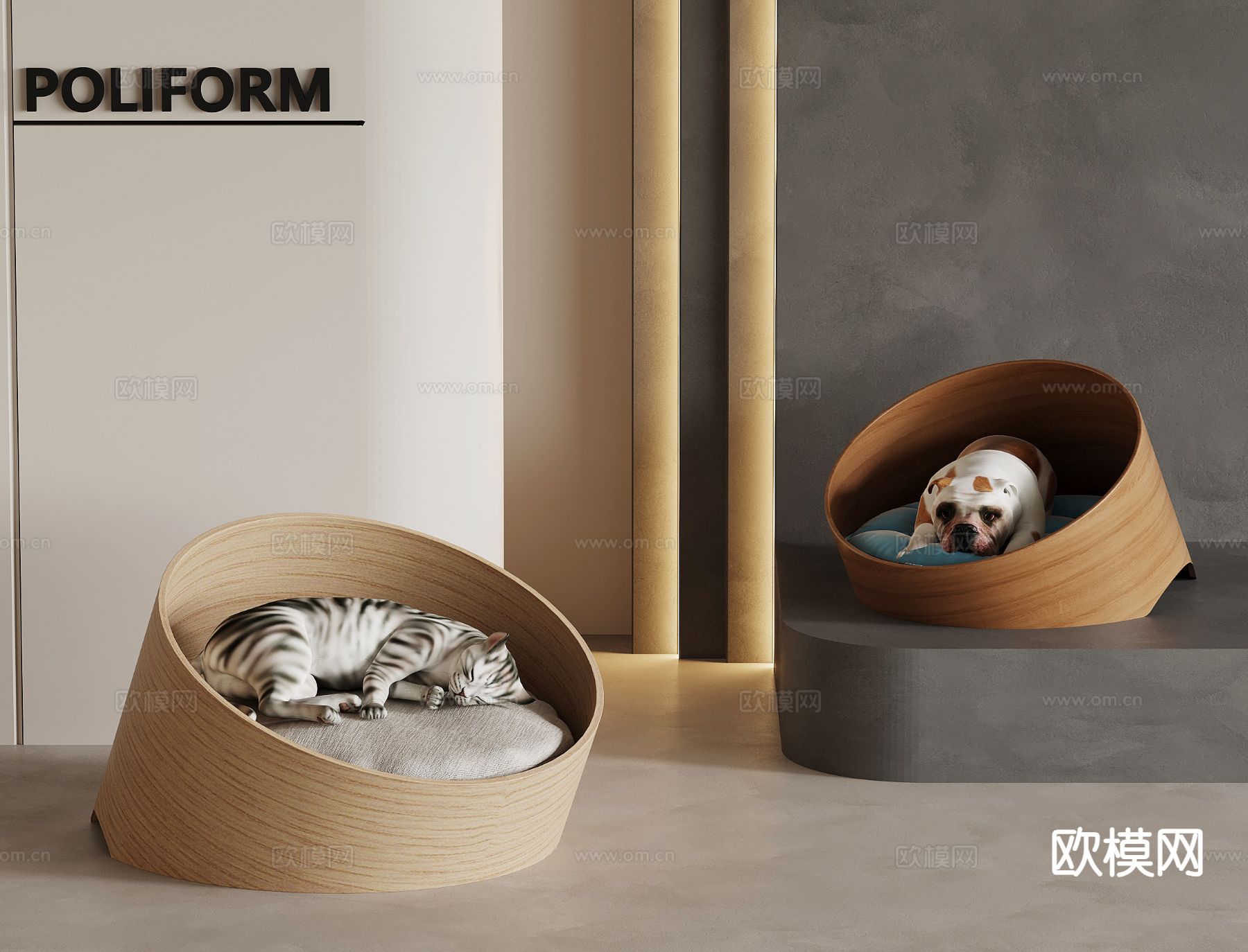 现代猫舍 狗舍 猫屋 狗屋su模型下载（渲染图2）