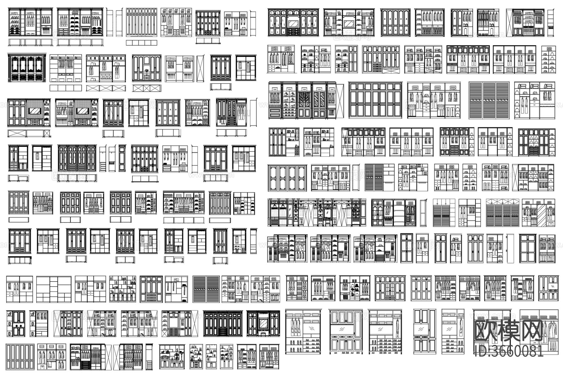 衣柜设计 衣帽柜cad图库下载（渲染图2）